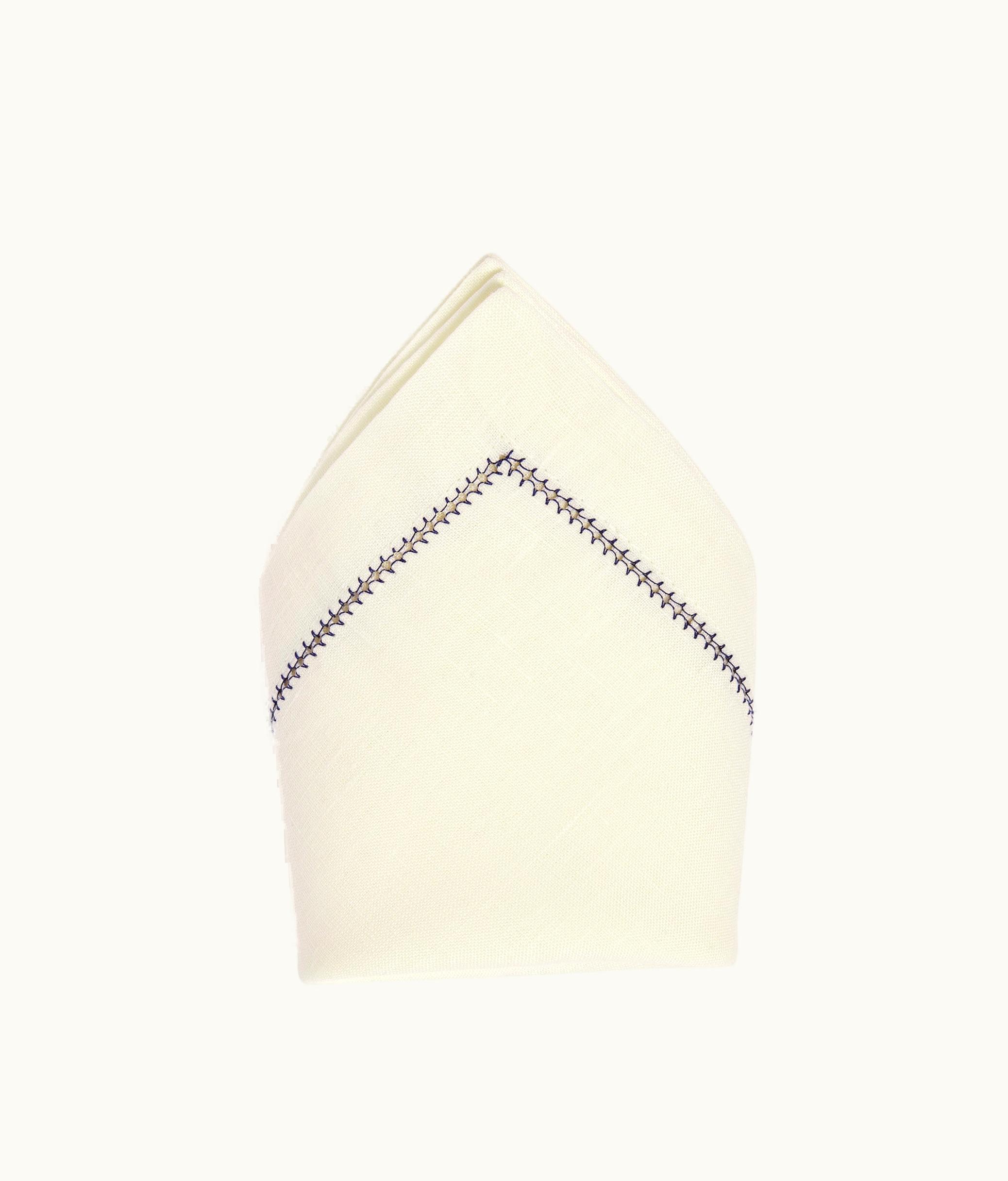 Dior Napkin - White With Blue Edging