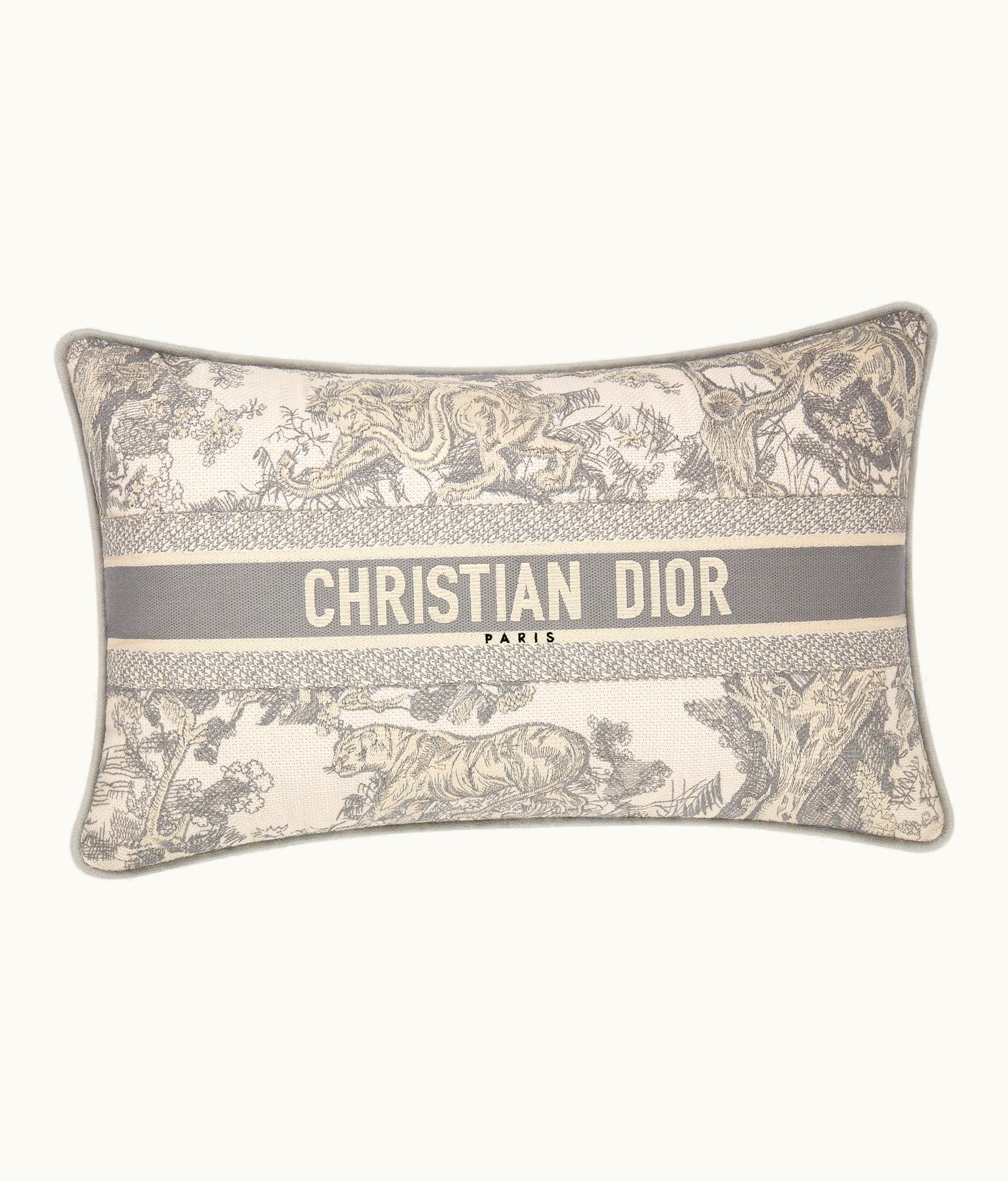 Dior Large Rectangular Pillow - Gray Toile De Jouy