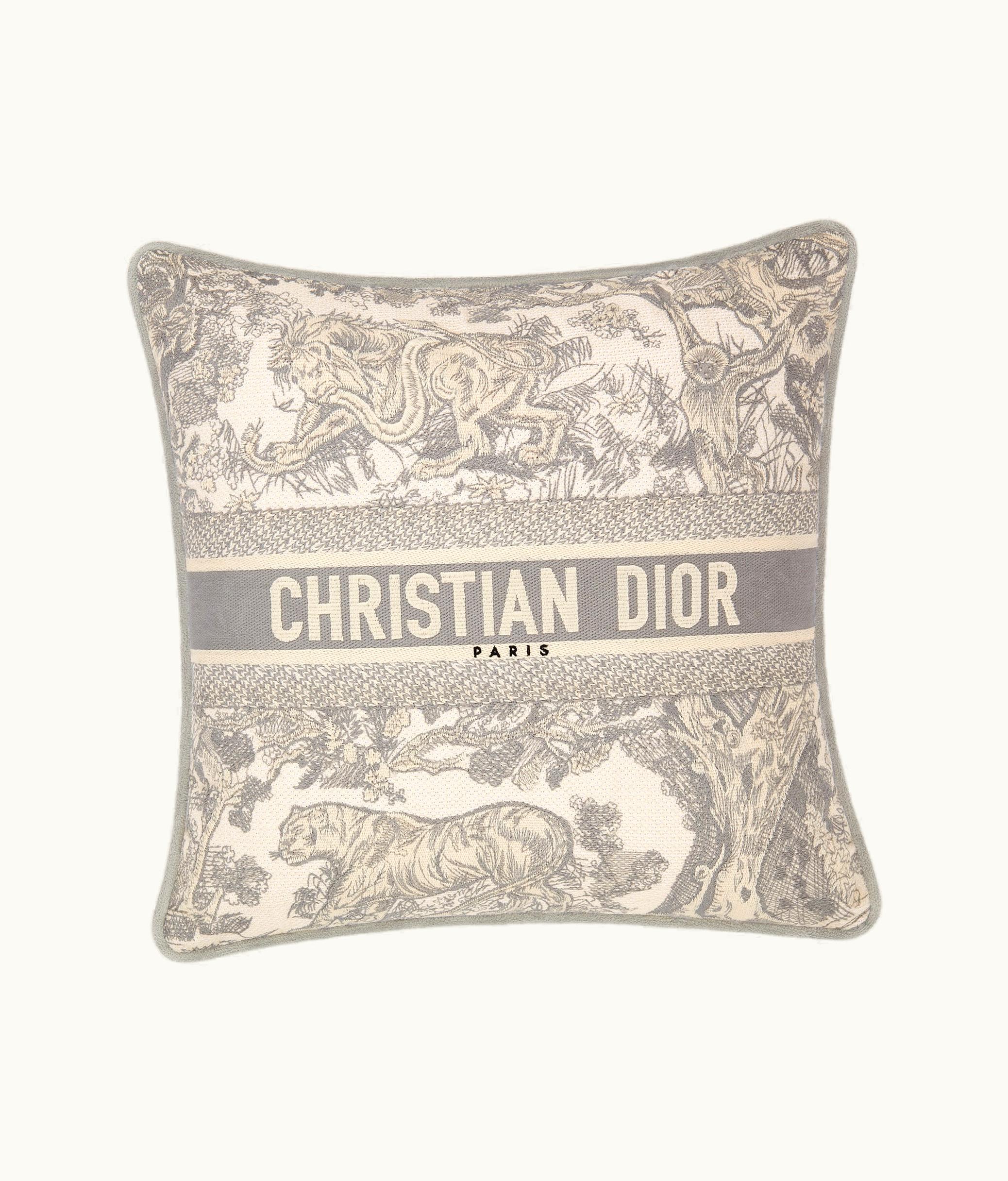 Dior Square Pillow - Gray Toile De Jouy