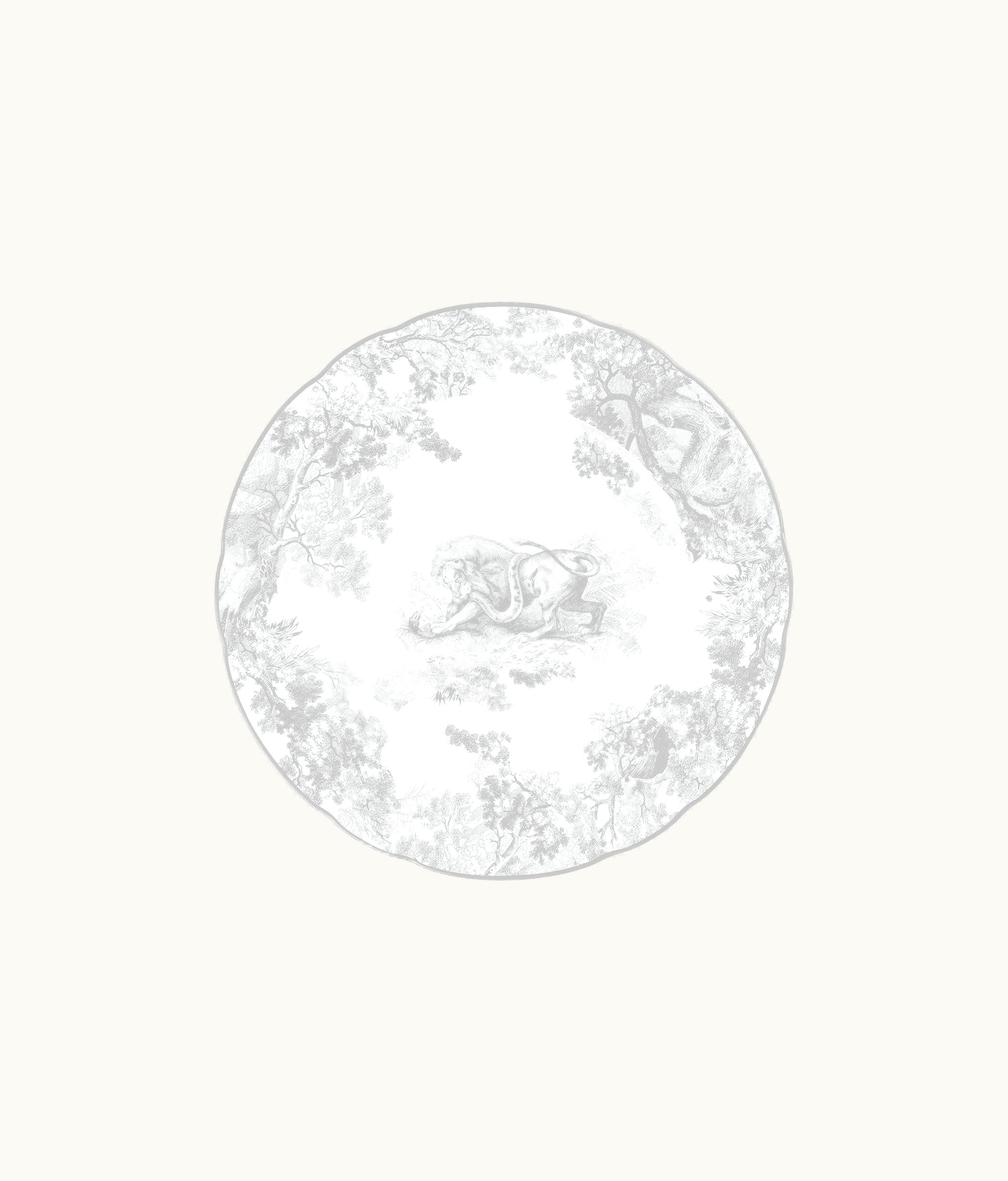 Dior Dessert Plate - Gray Toile De Jouy Lion