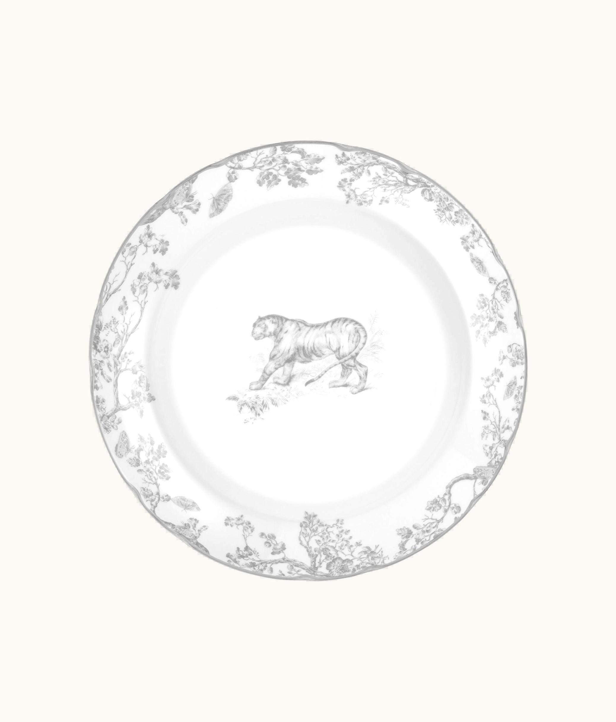 Dior Deep Round Platter - White And Gray Toile De Jouy