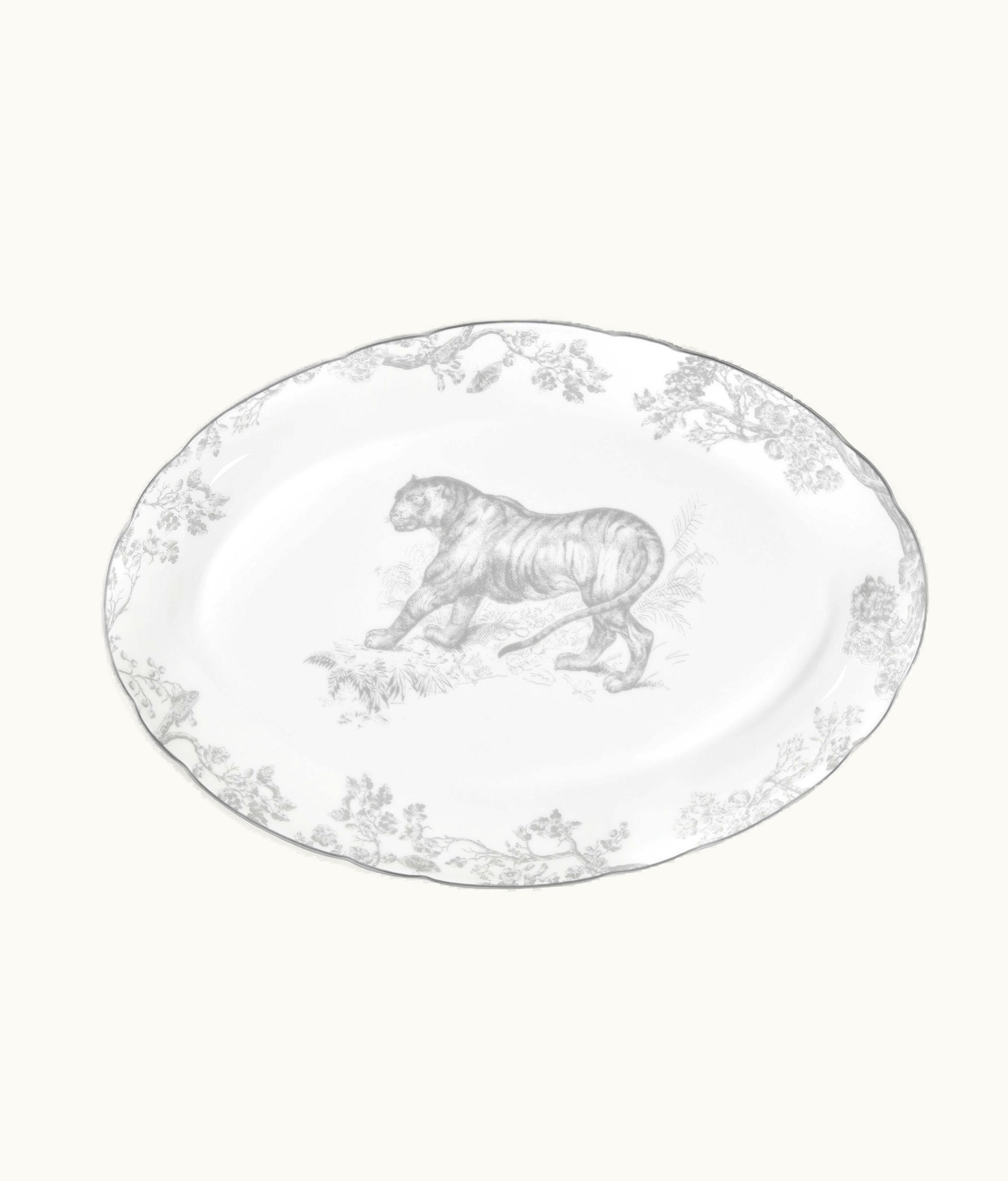 Dior Oval Platter - White And Gray Toile De Jouy