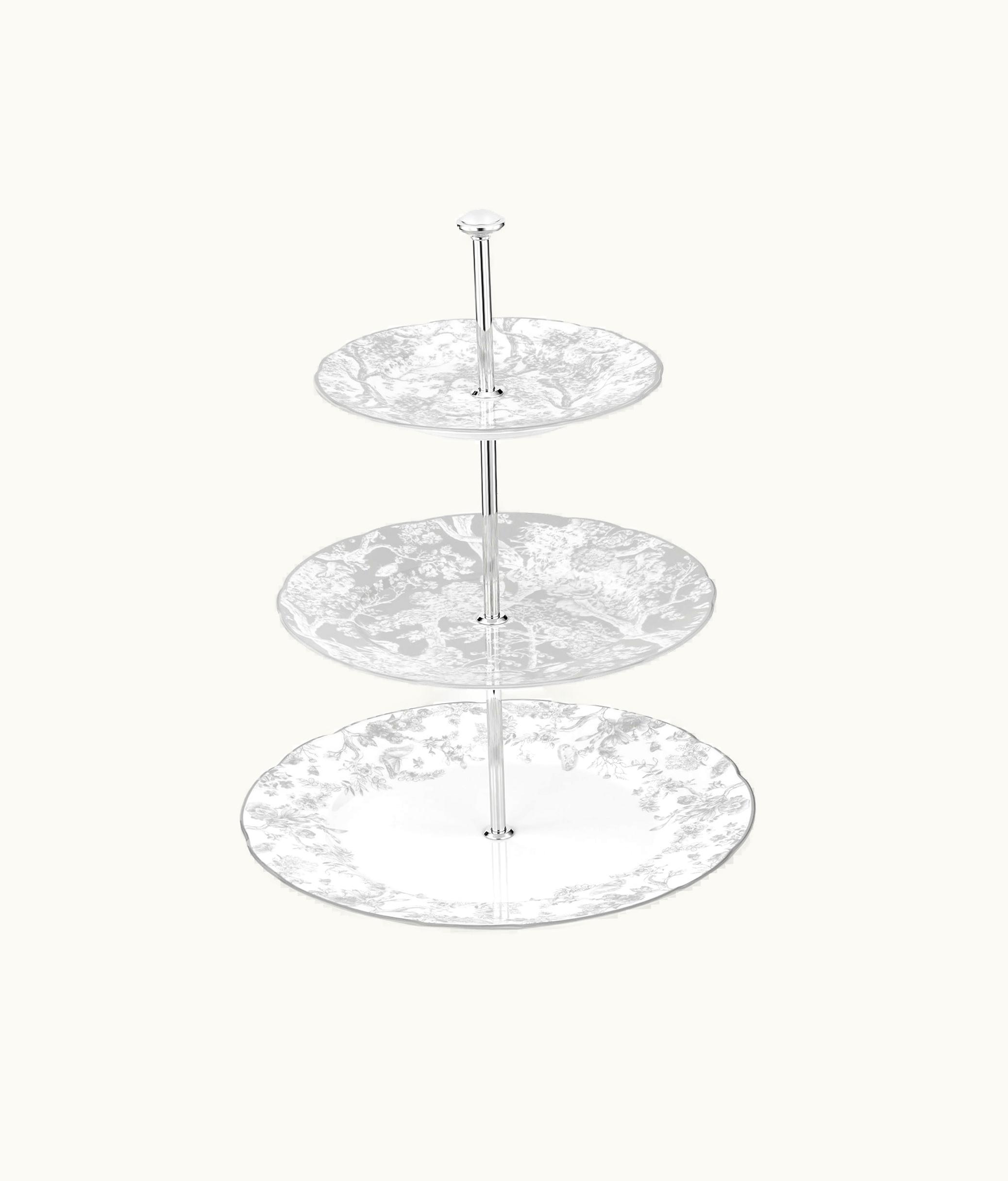 Dior Three-Tiered Cake Stand - White And Gray Toile De Jouy