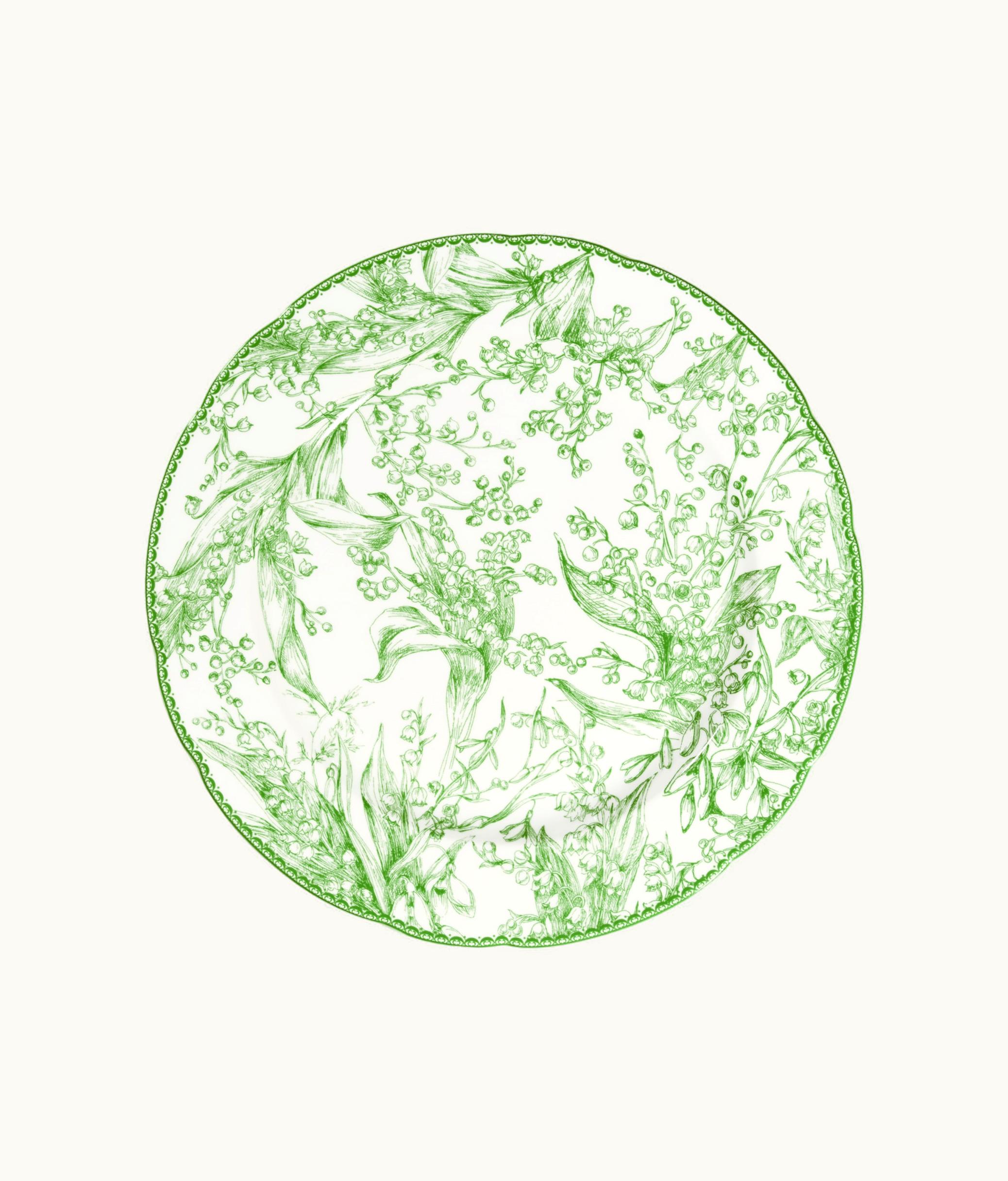 Dior New Lily Of The Valley Limoges Porcelain Decorative Plate Green