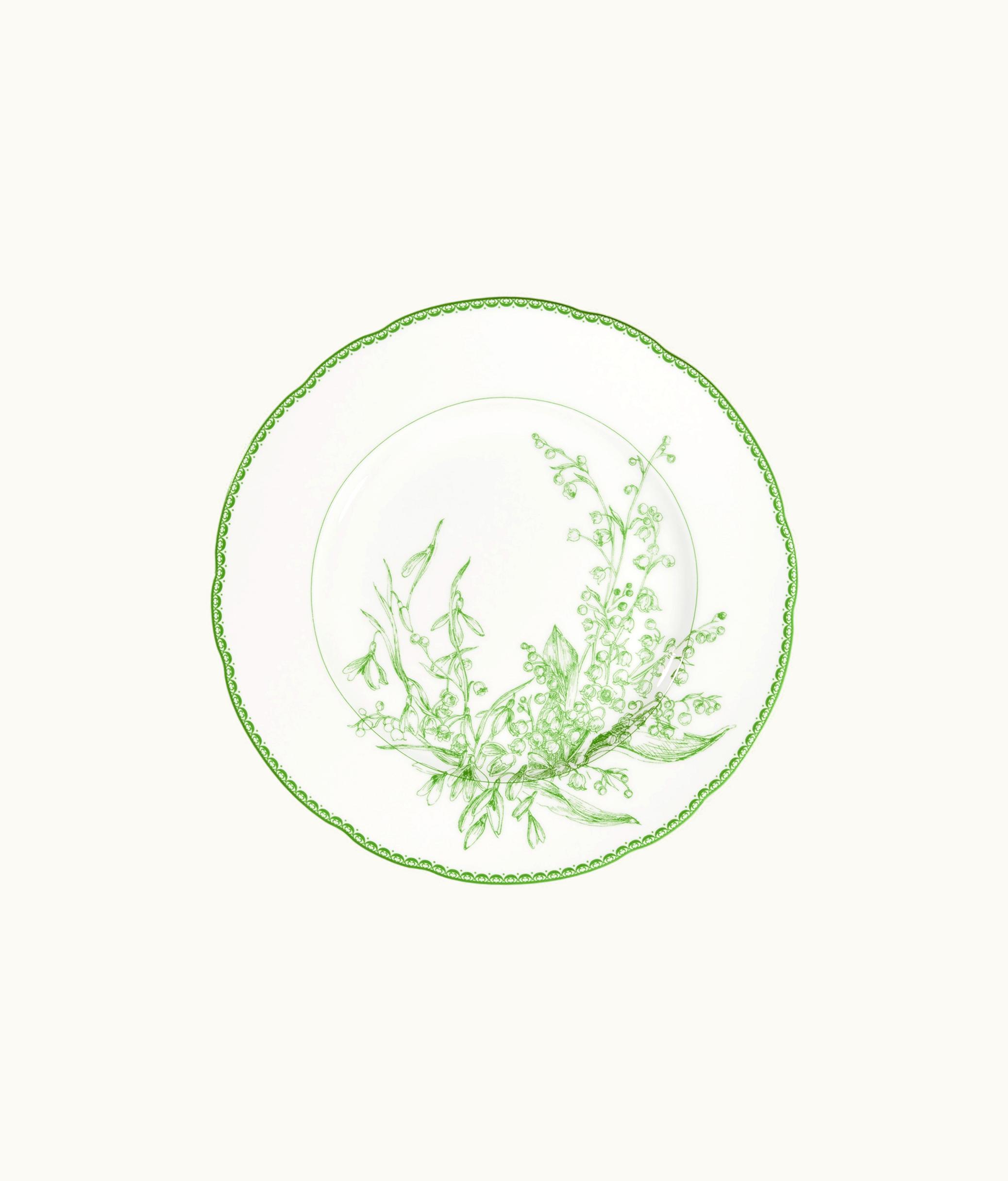 Dior Lily Of The Valley Limoges Porcelain Dessert Plate Green