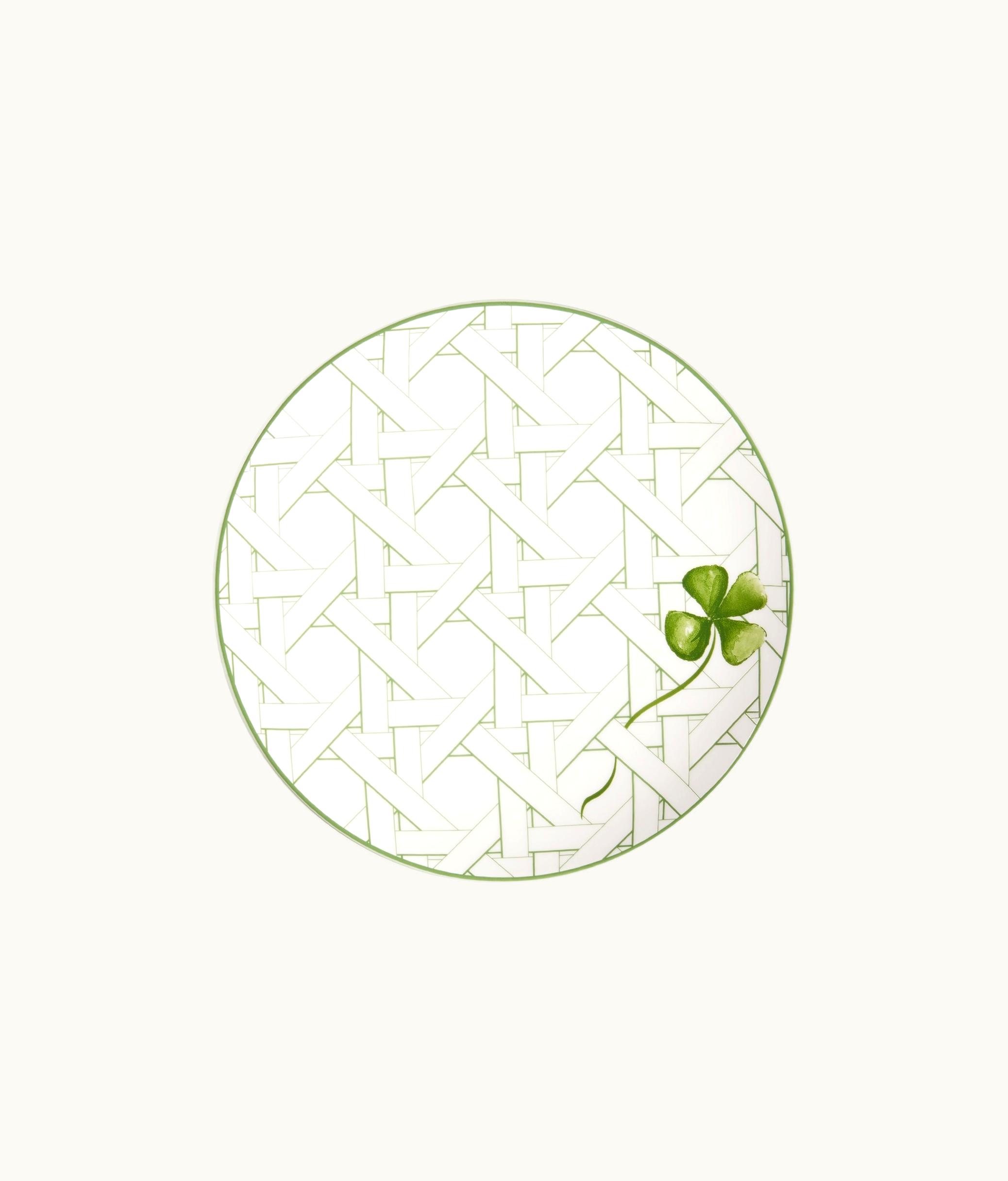 Dior Clover Dessert Plate - Green Cannage Provence