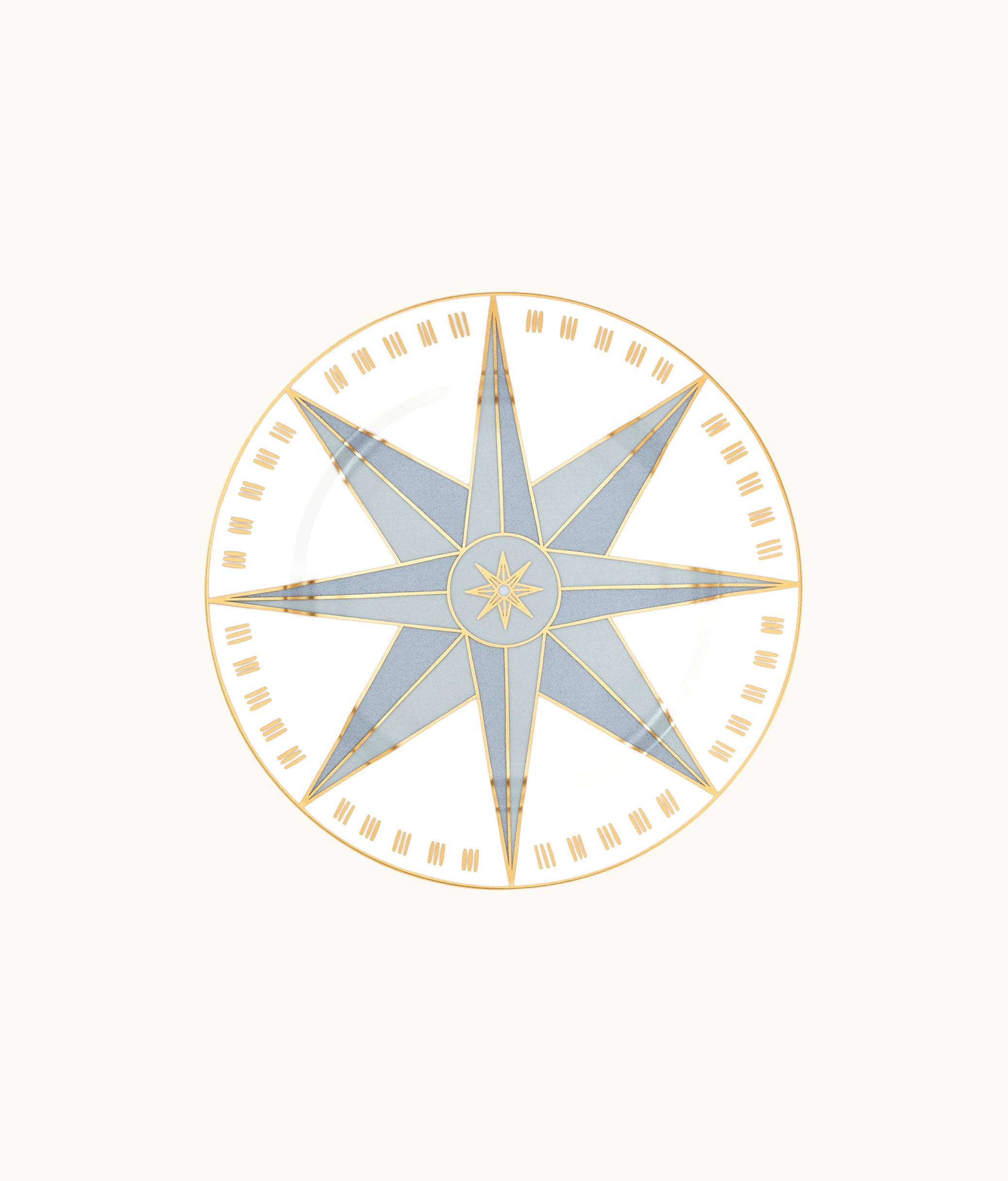 Dior Dessert Plate - Aquamarine Wind Rose