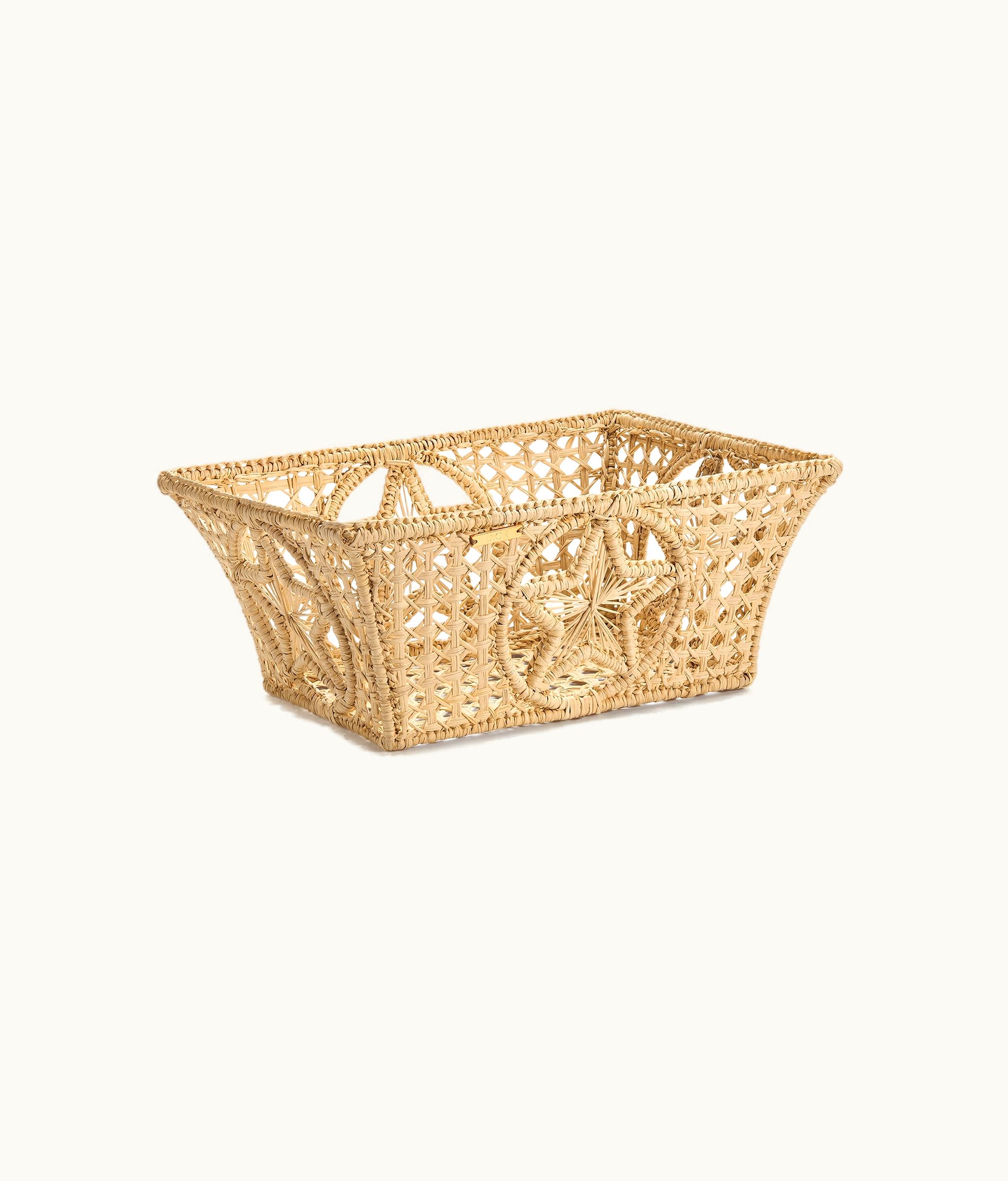 Dior Rectangular Basket - Beige Woven Star