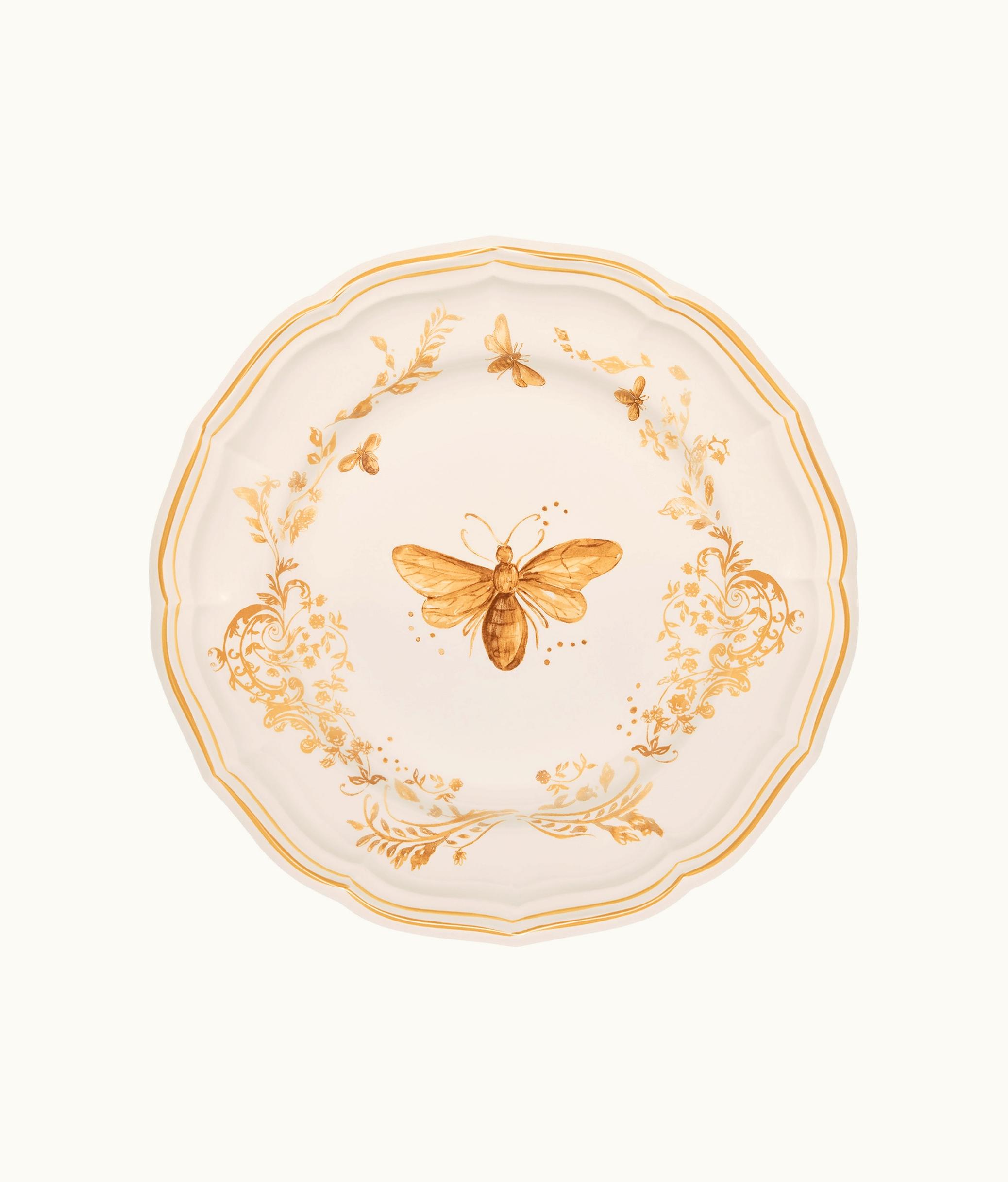 Dior Dinner Plate - White And Gold-Finish Dior Bees
