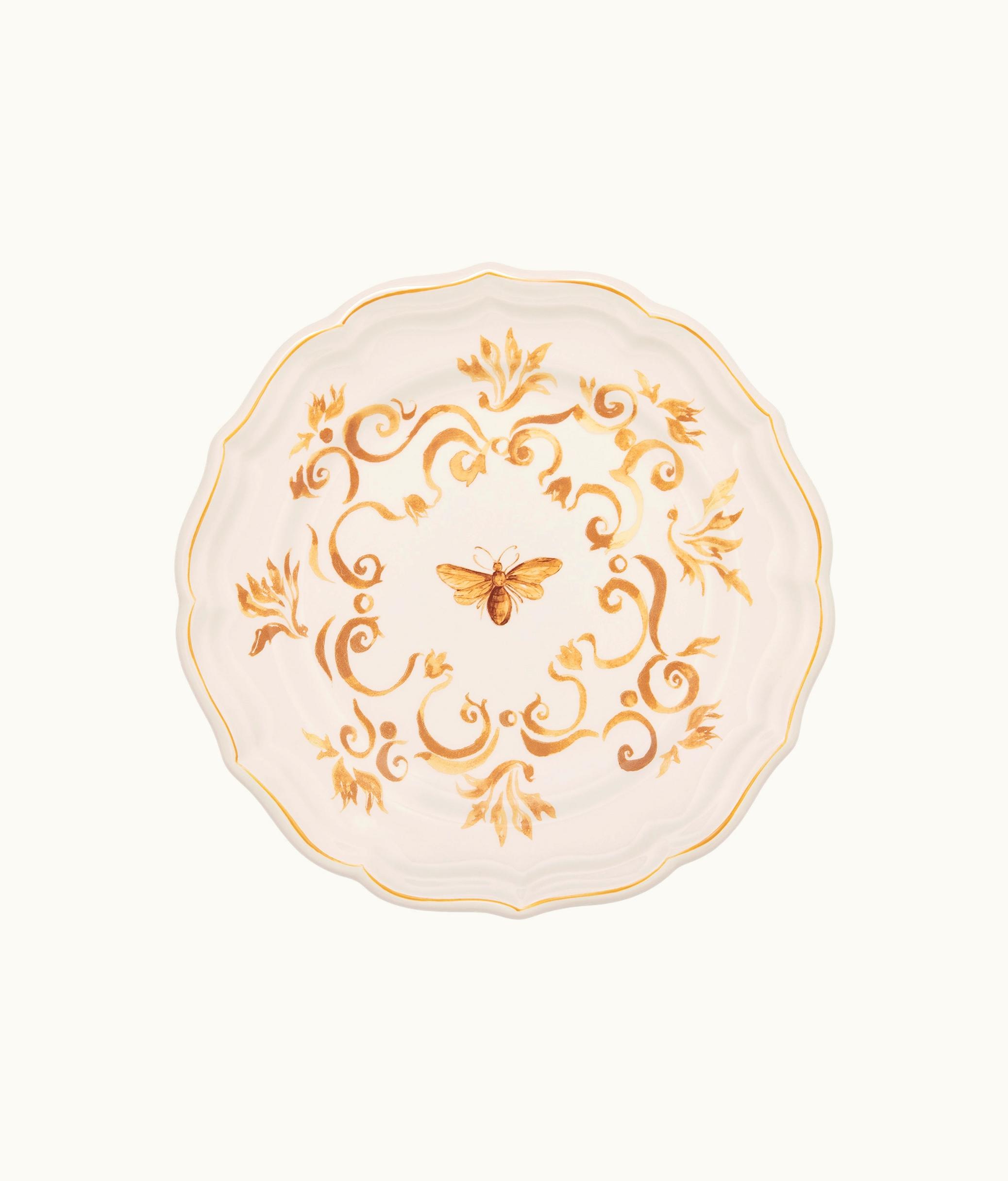 Dior Dessert Plate - White And Gold-Finish Dior Bees