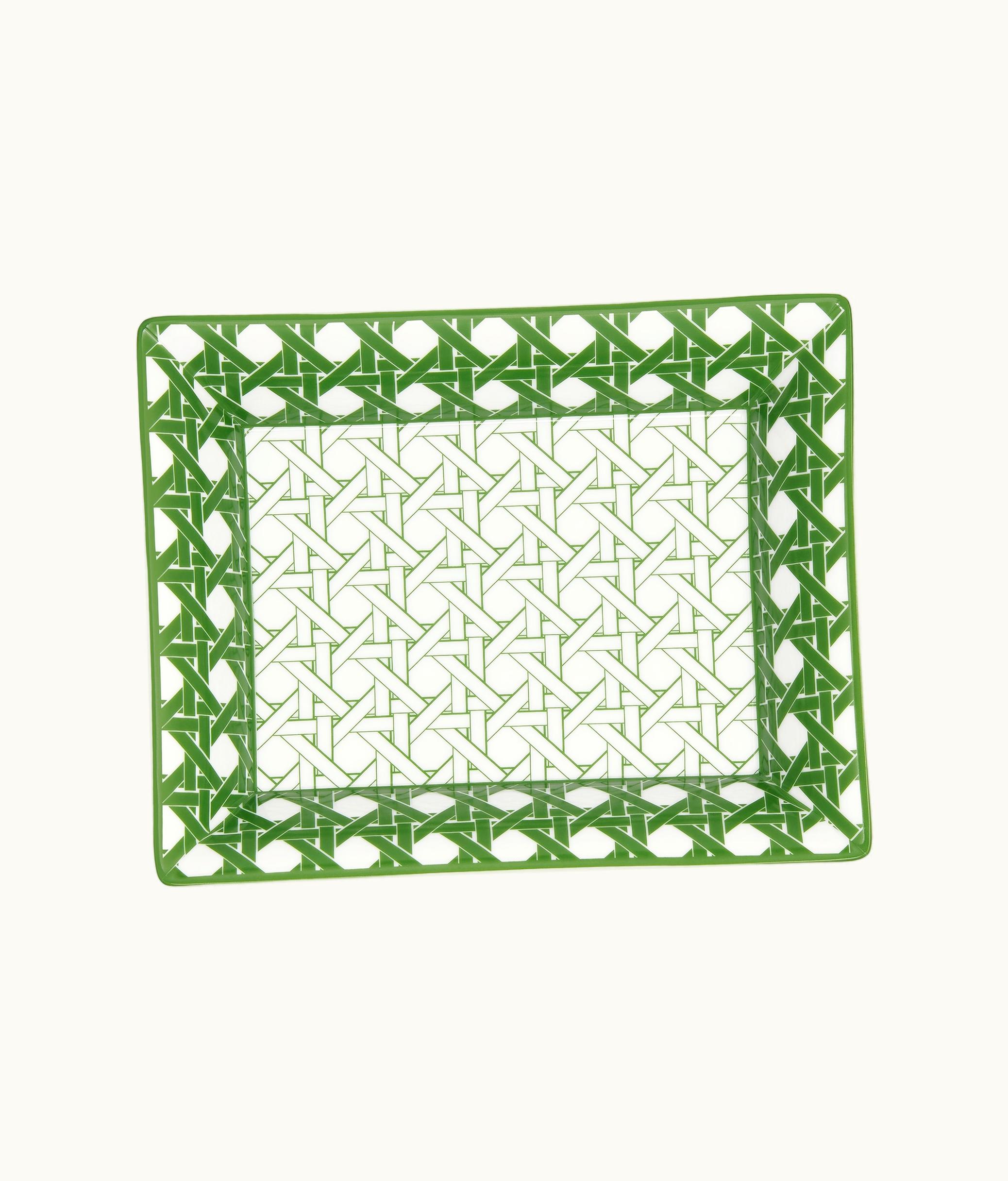 Dior Trinket Tray - White And Green Cannage Provence