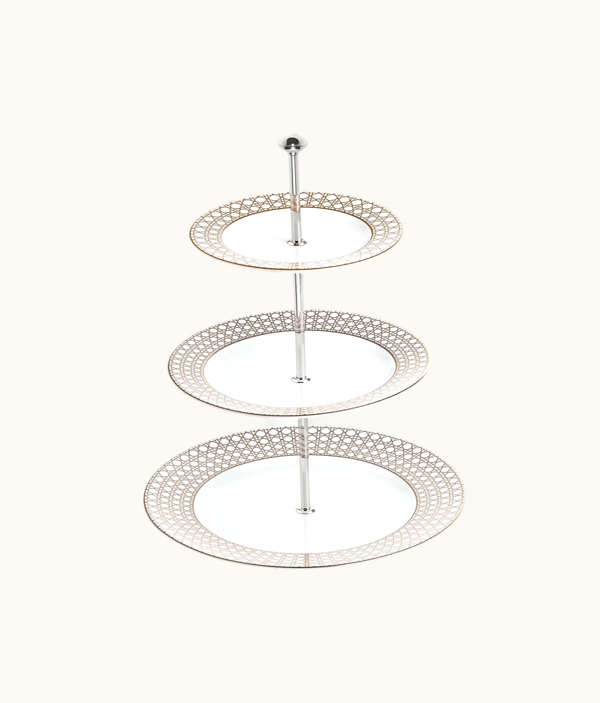 Dior Dior Three-Tiered Cake Stand - Platinum Cannage Montaigne