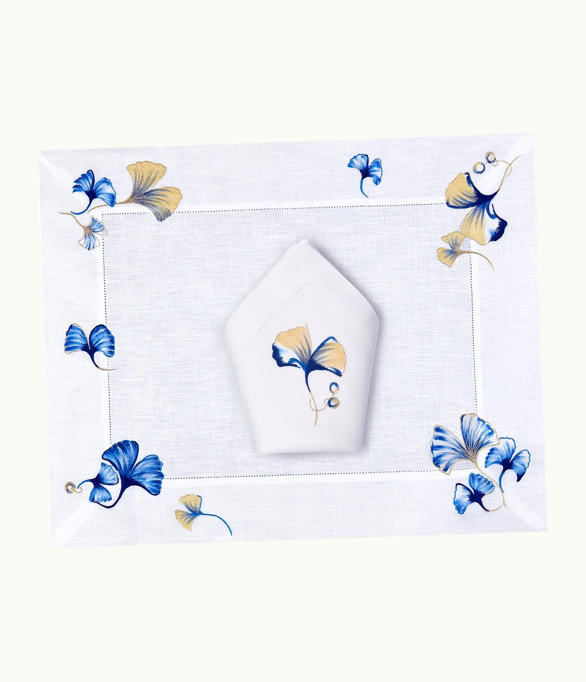 Dior Dior Placemat And Napkin Set - Blue Ginkgo