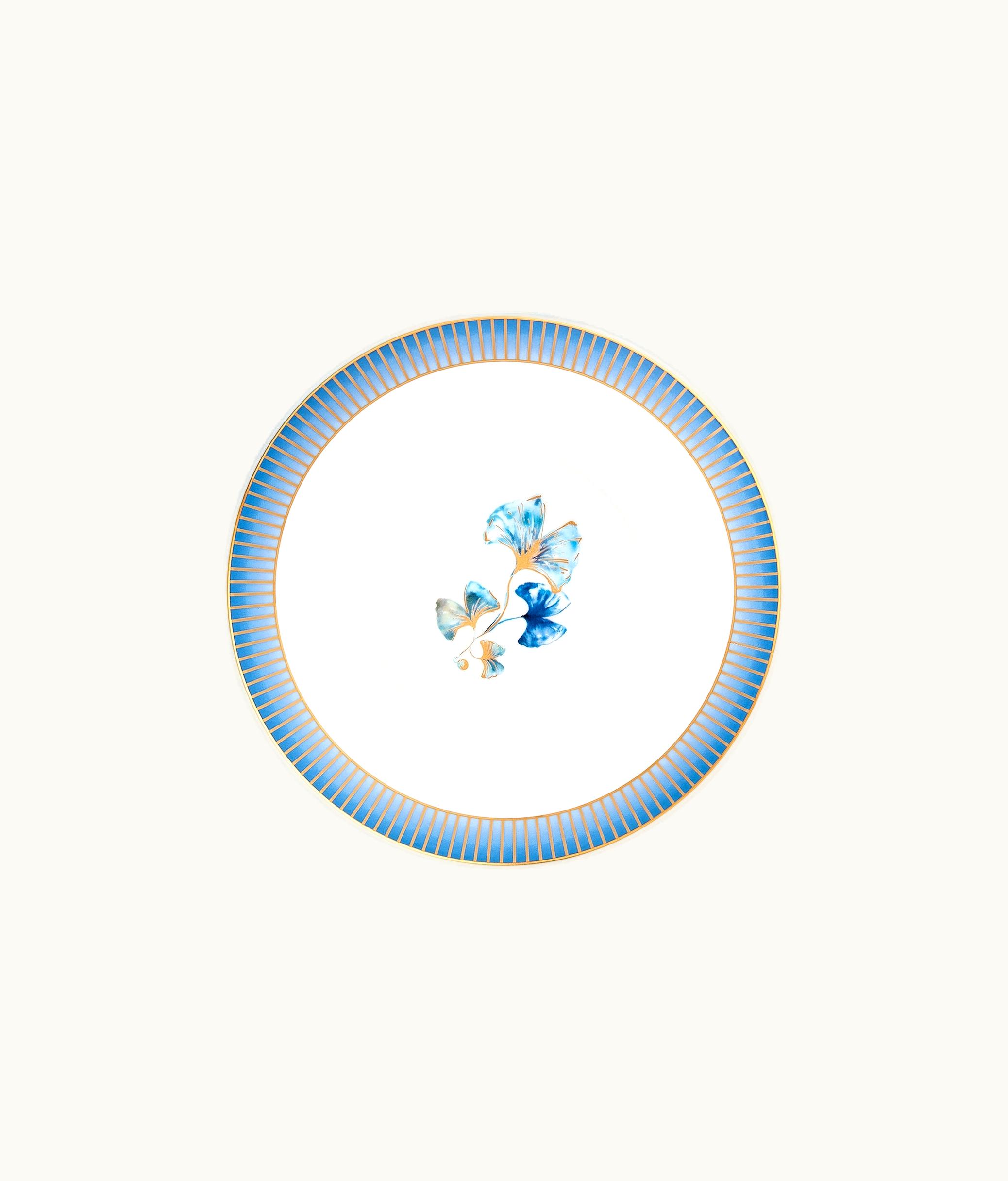 Dior Dior Cordelia Limoges Porcelain Soup Plate - Blue Ginkgo