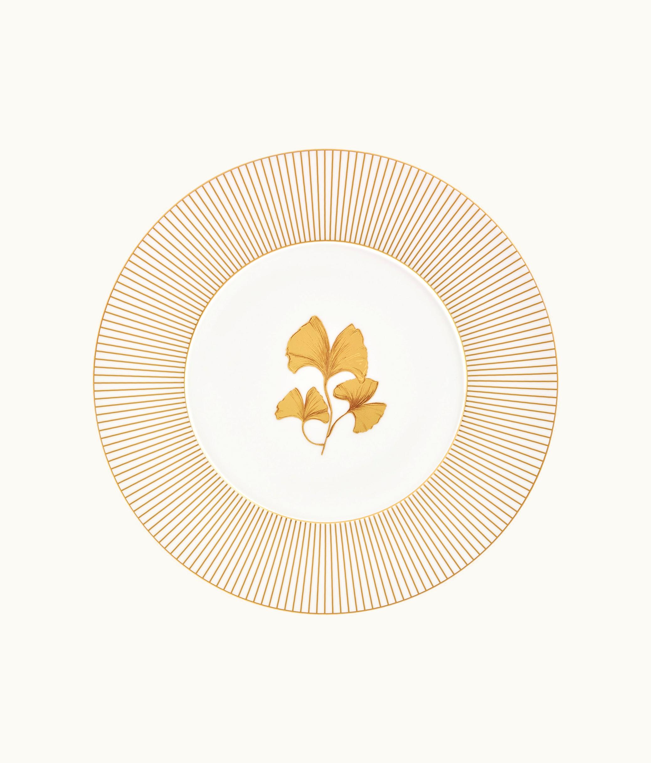 Dior Dior Cordelia de Castellane Limoges Porcelain Decorative Plate Gold-Tone Ginkgo