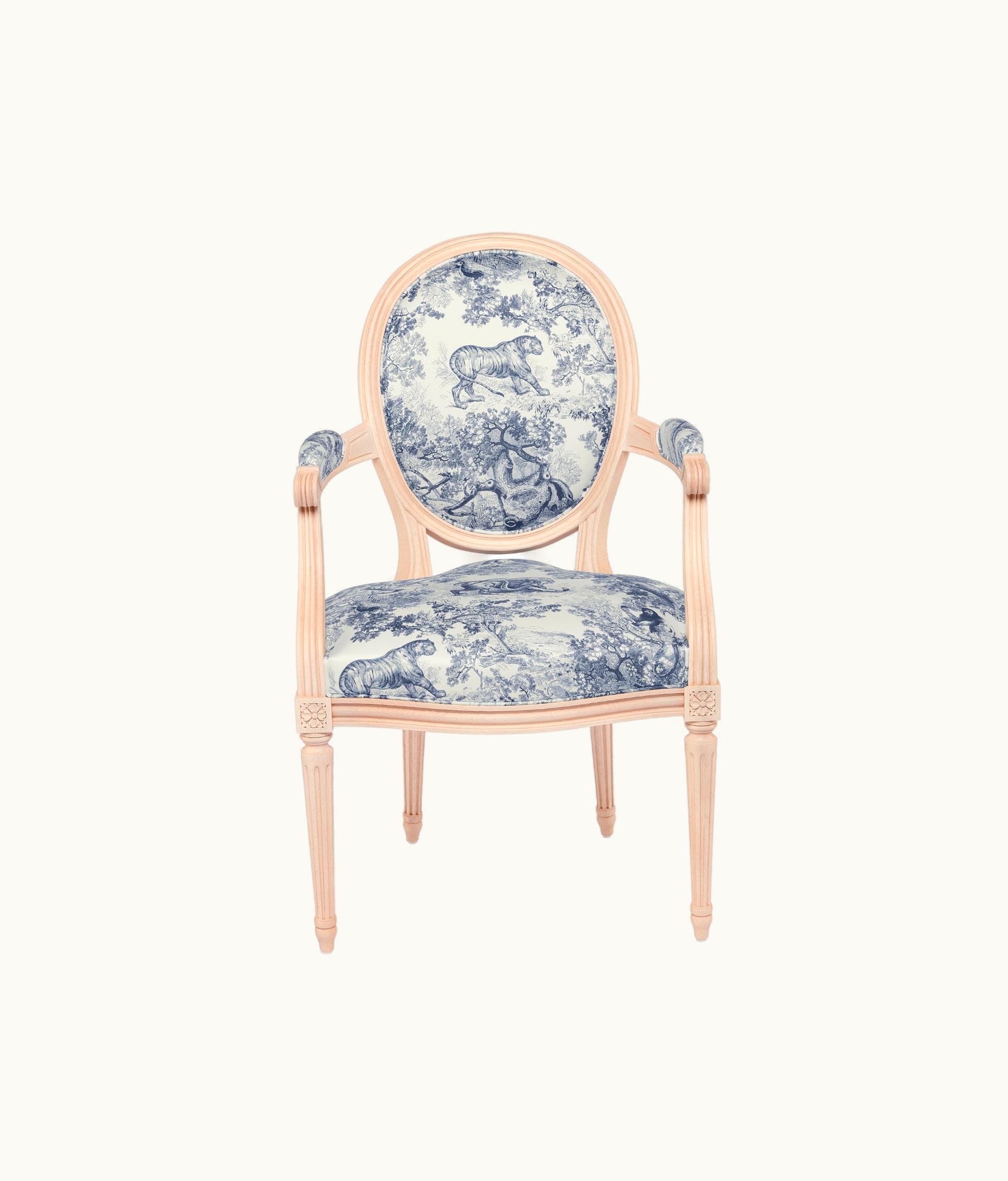 Dior Dior Armchair - Blue Toile De Jouy, 2 Armrests