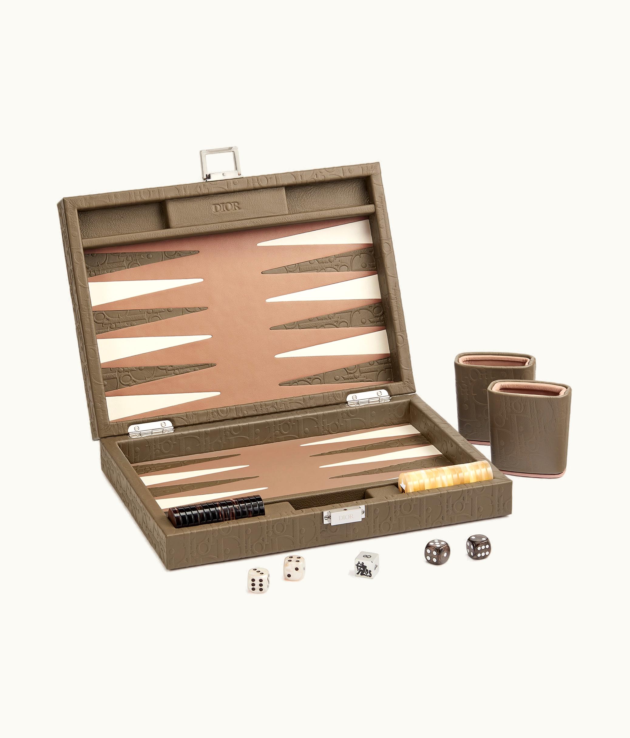 Dior Small Leather Backgammon - Bronze Dior Oblique