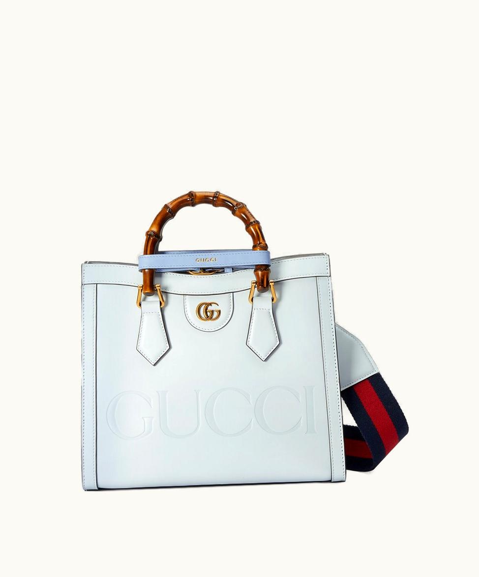 Gucci Gucci Diana Small Tote Bag Pale Blue Leather