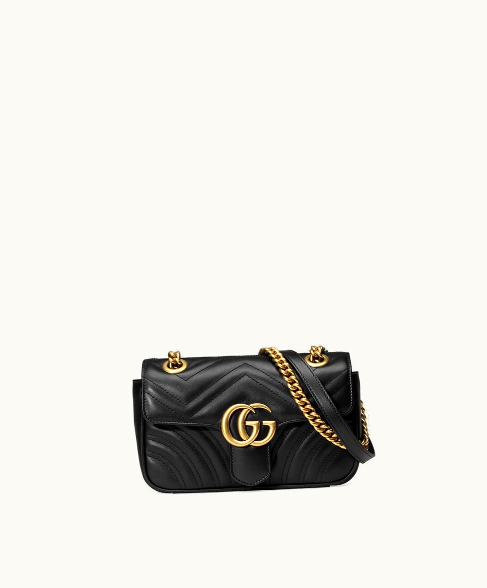 Gucci Gucci GG Marmont Mini Flap Bag Black Leather