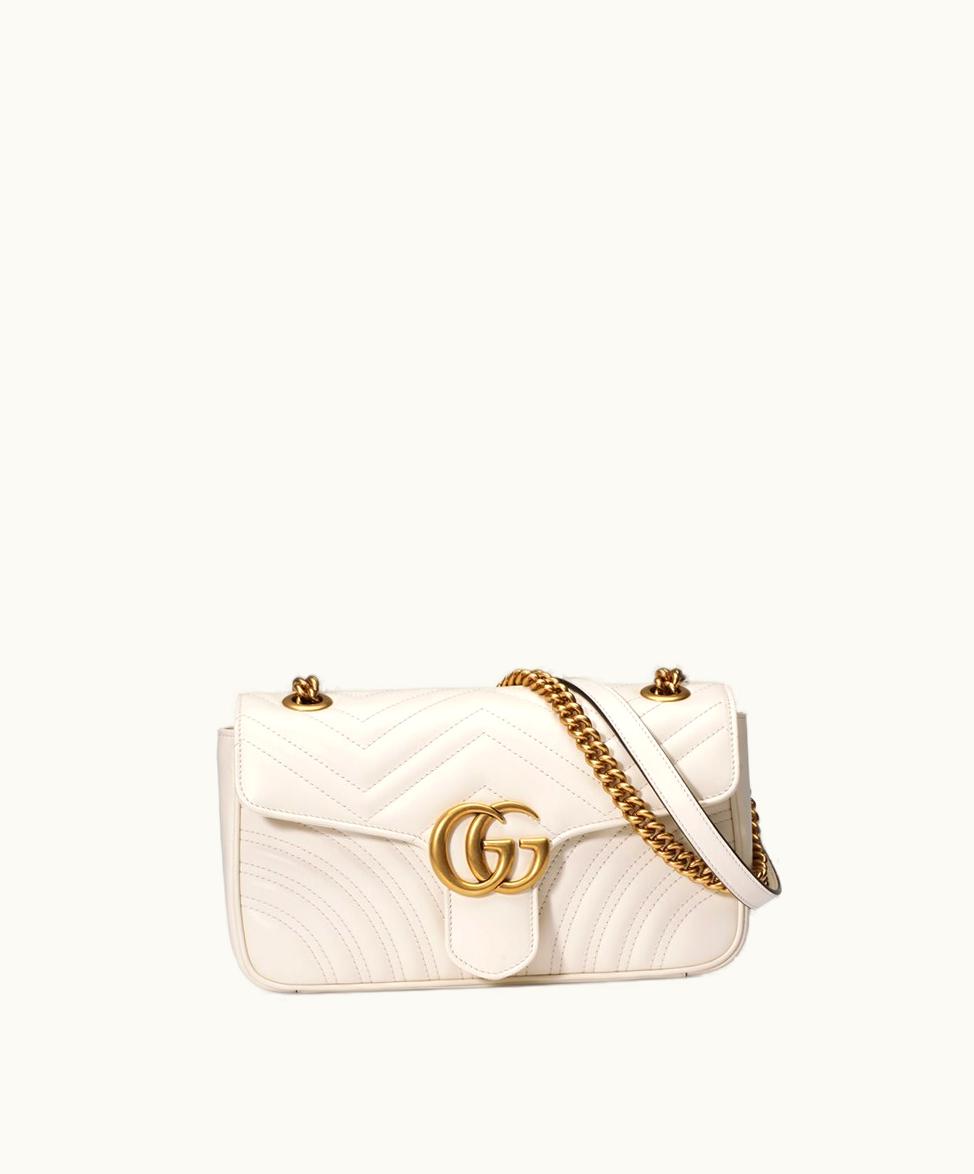 Gucci Gucci GG Marmont Small Matelassé Shoulder Bag White Matelassé Leather