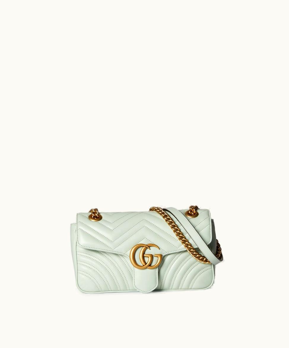 Gucci Gucci Marmont GG Matelassé Leather Shoulder Bag Pale Green