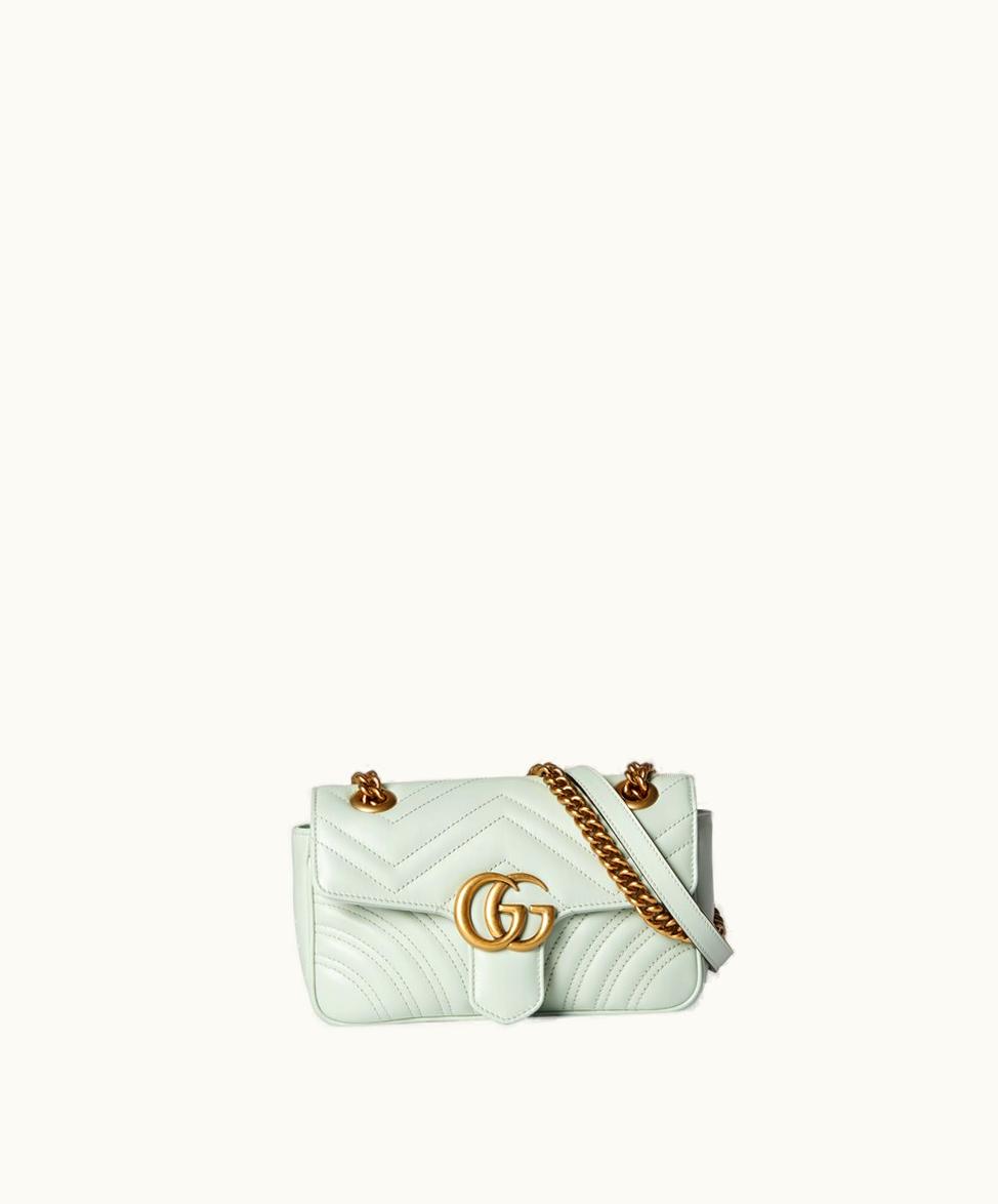 Gucci Gucci GG Marmont Matelassé Mini Bag Pale Green Leather