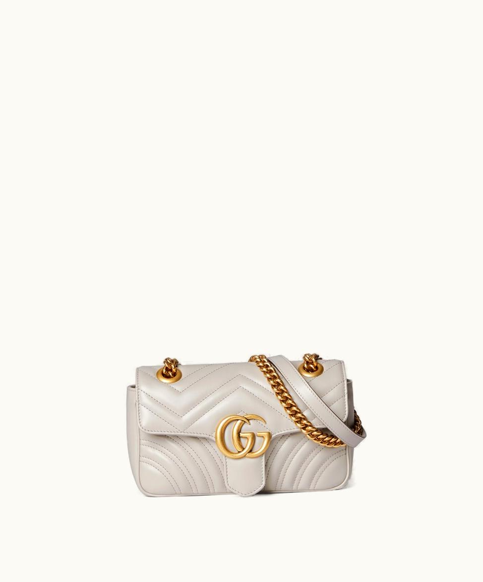 Gucci Gucci GG Marmont Mini Bag Light Beige Chevron Leather