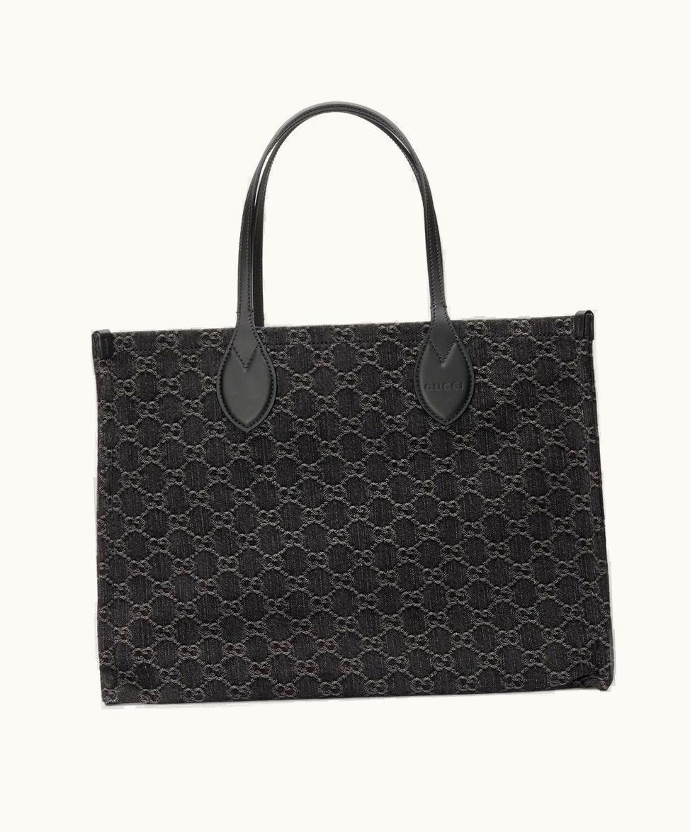 Gucci Gucci Ophidia GG Large Tote Bag Black And Grey Denim
