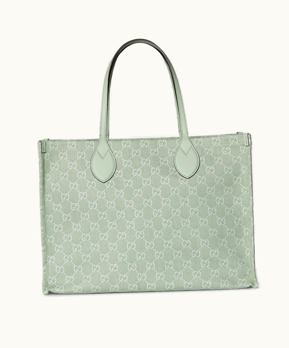 Gucci Gucci Ophidia GG Large Tote Bag Pale Green Denim