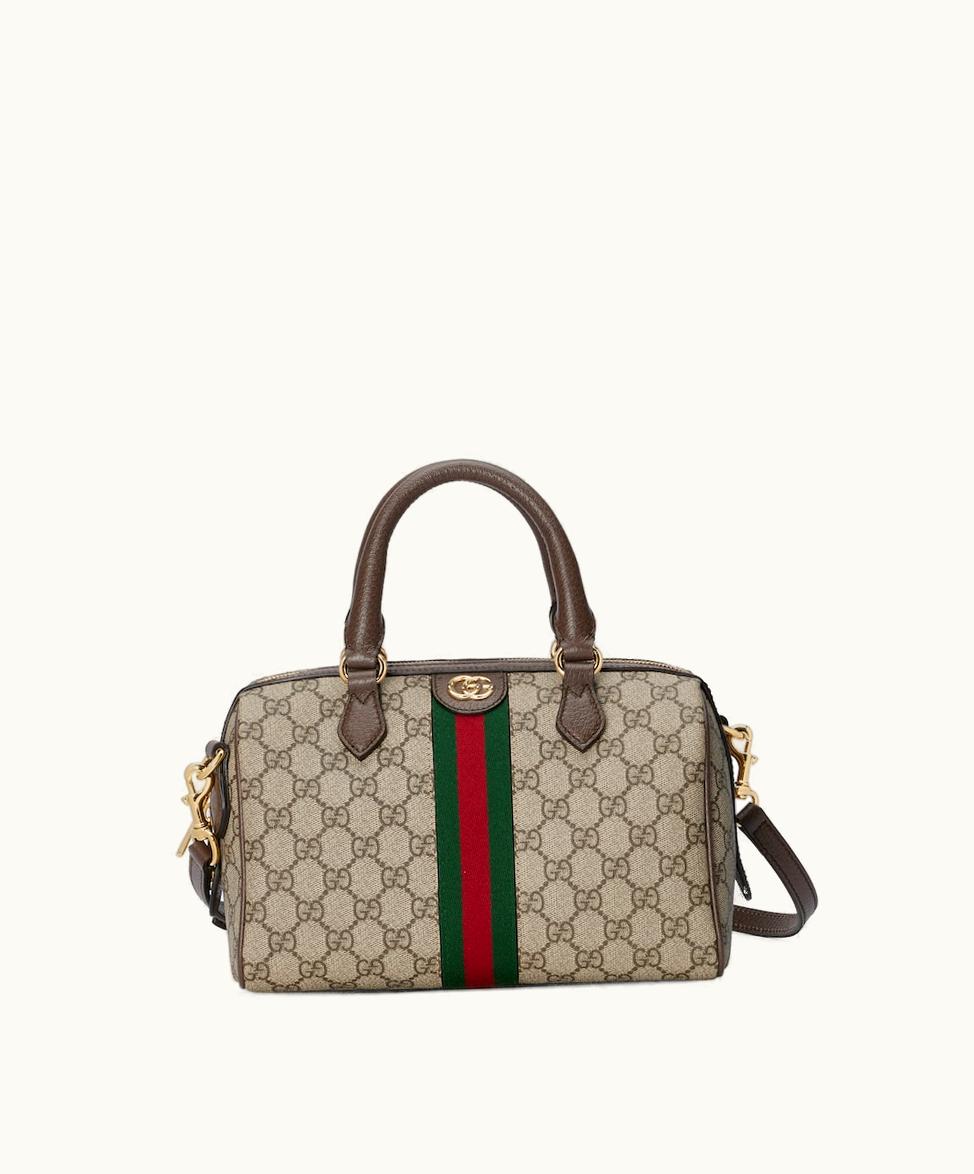 Gucci Gucci Ophidia GG Small Top Handle Bag Beige And Ebony Canvas
