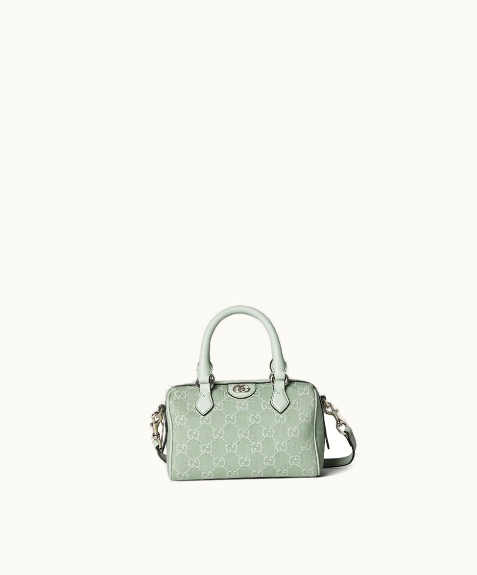 Gucci Gucci Ophidia GG Mini Top Handle Bag Pale Green Denim