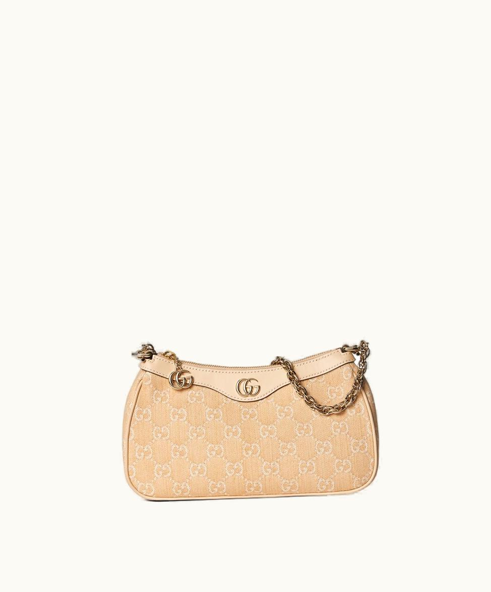 Gucci Gucci Ophidia GG Light Beige Denim Small Shoulder Bag