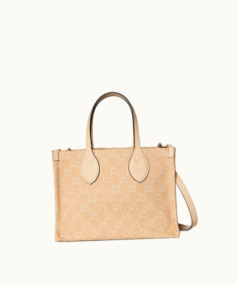 Gucci Gucci Ophidia GG Medium Tote Bag Light Beige Denim
