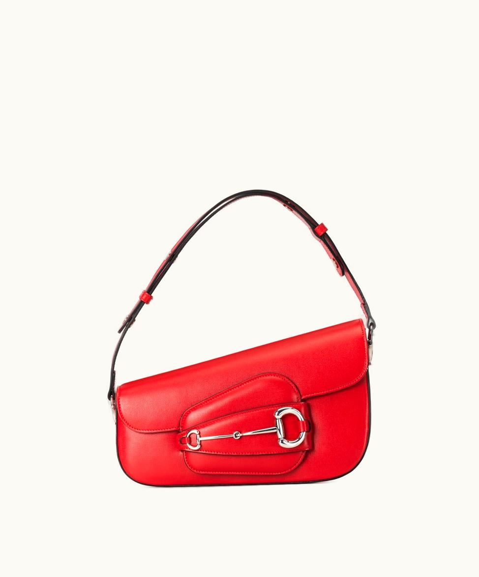Gucci Gucci Horsebit 1955 Small Shoulder Bag Red Leather
