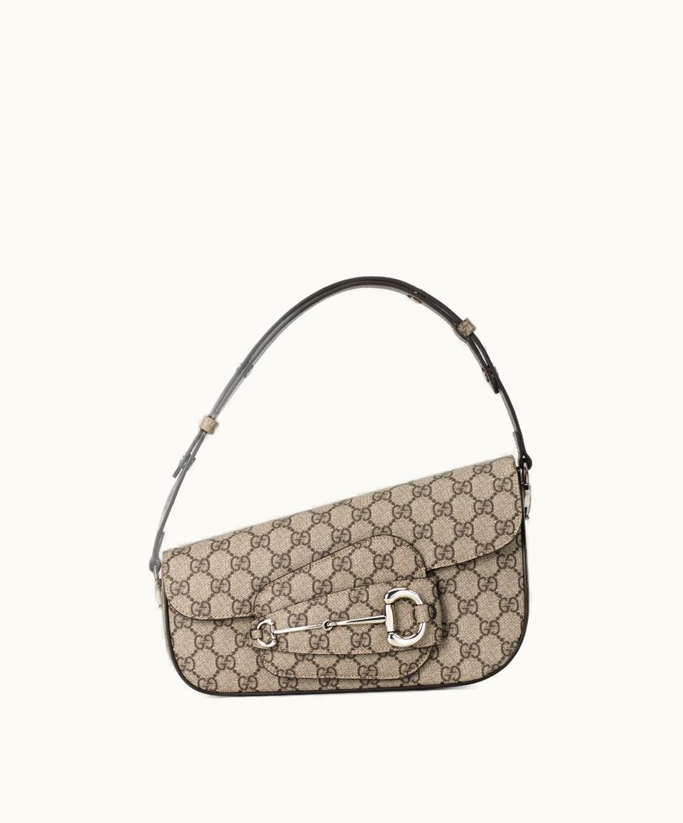 Gucci Gucci Horsebit 1955 Supreme Canvas Handbag Beige And Ebony GG