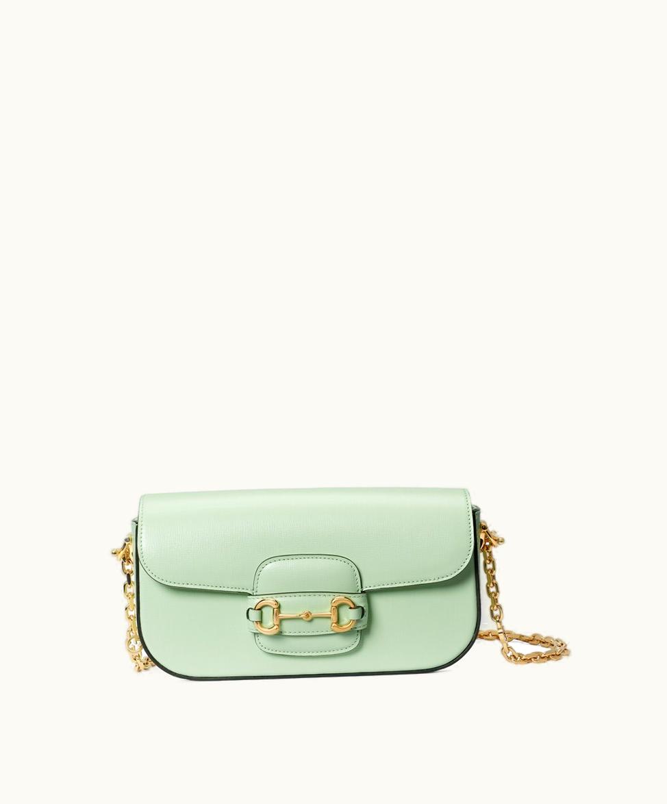 Gucci Gucci Horsebit 1955 Small Shoulder Bag Light Green Leather
