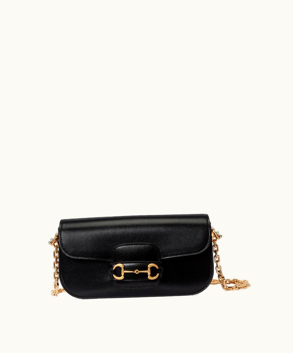 Gucci Gucci Horsebit 1955 Small Shoulder Bag Black Leather
