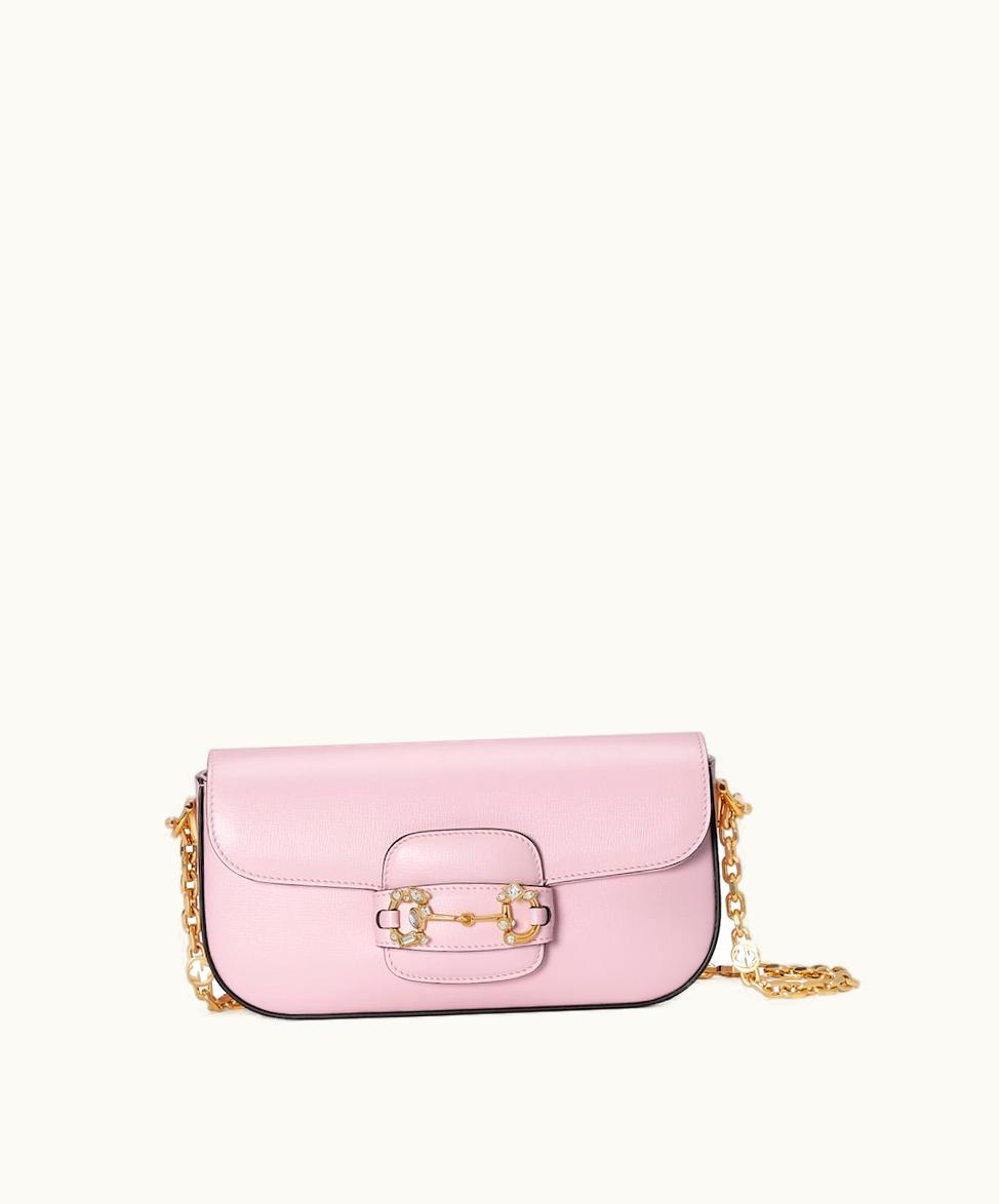 Gucci Gucci Horsebit 1955 Small Shoulder Bag Pink Leather