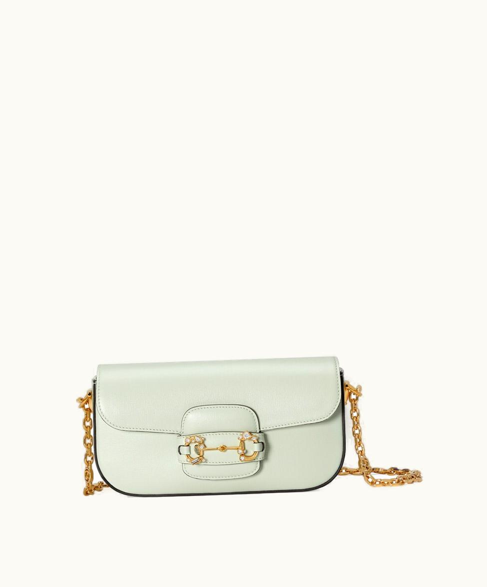 Gucci Gucci Horsebit 1955 Small Shoulder Bag Mint Green Leather