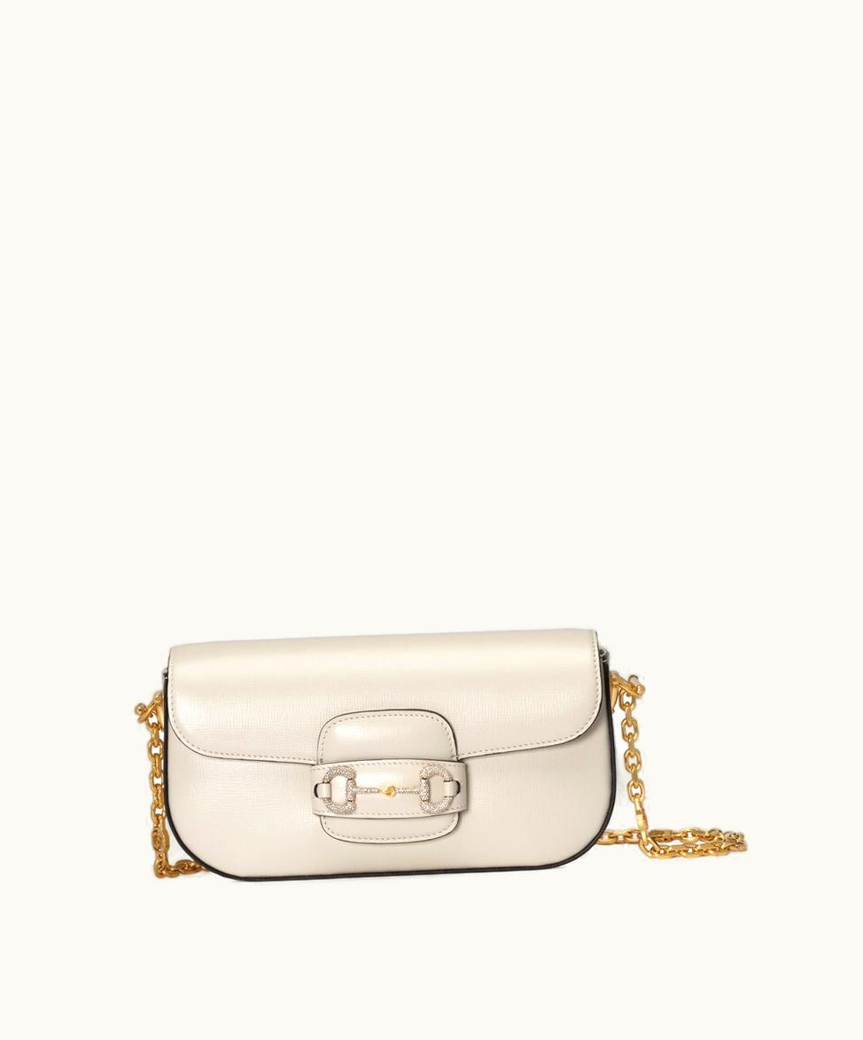 Gucci Gucci Horsebit 1955 Small Shoulder Bag White Leather 735178AACSV9041