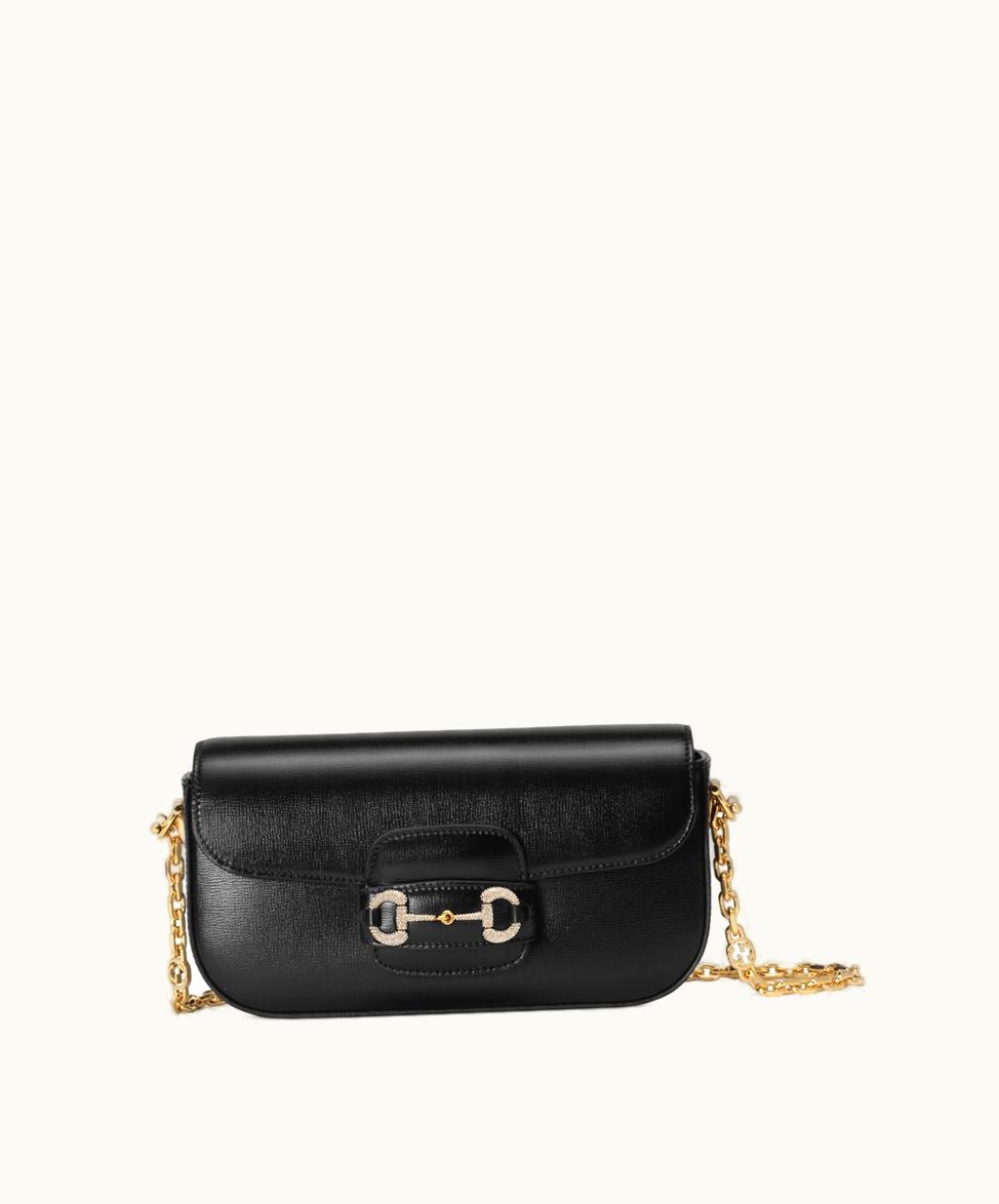 Gucci Gucci Horsebit 1955 Small Shoulder Bag Black Leather 735178AACSV1155