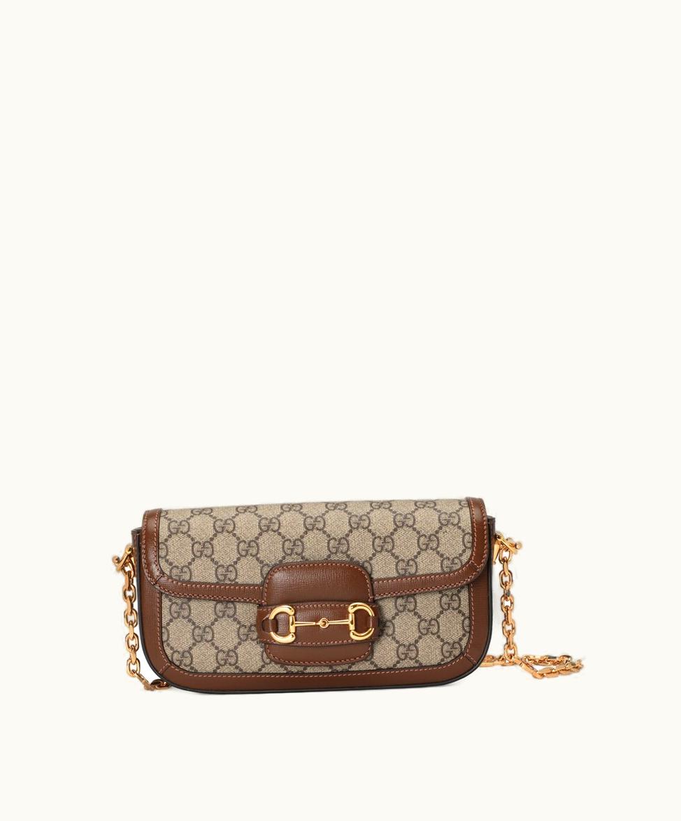 Gucci Gucci Horsebit 1955 Shoulder Bag Beige And Ebony Canvas