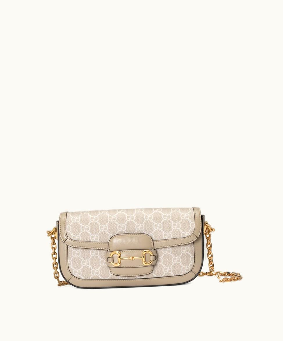 Gucci Gucci Horsebit 1955 Shoulder Bag Beige And White
