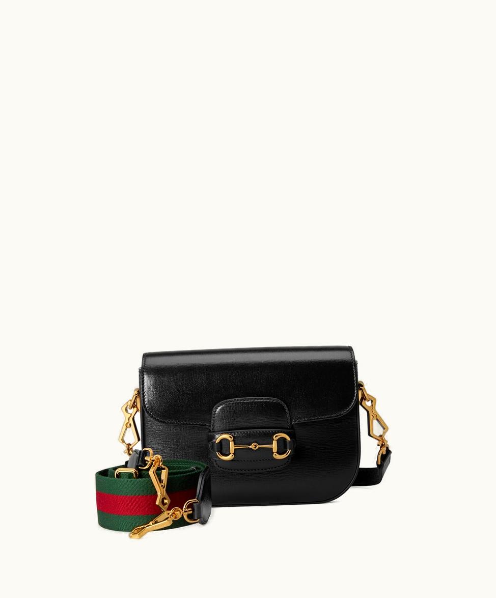 Gucci Gucci Horsebit 1955 Mini Bag Black & Green Web Leather