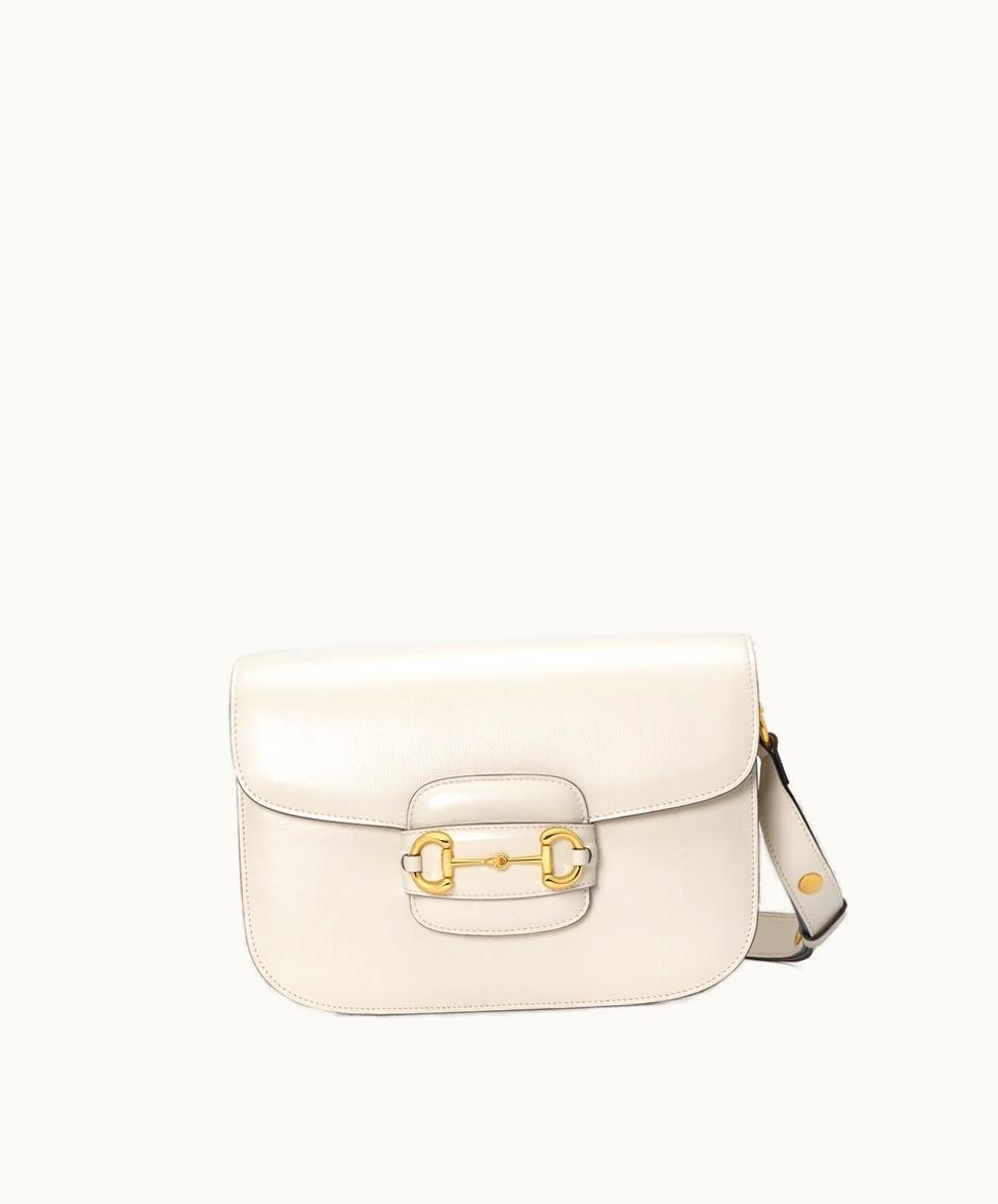 Gucci Gucci Horsebit 1955 Shoulder Bag White Leather