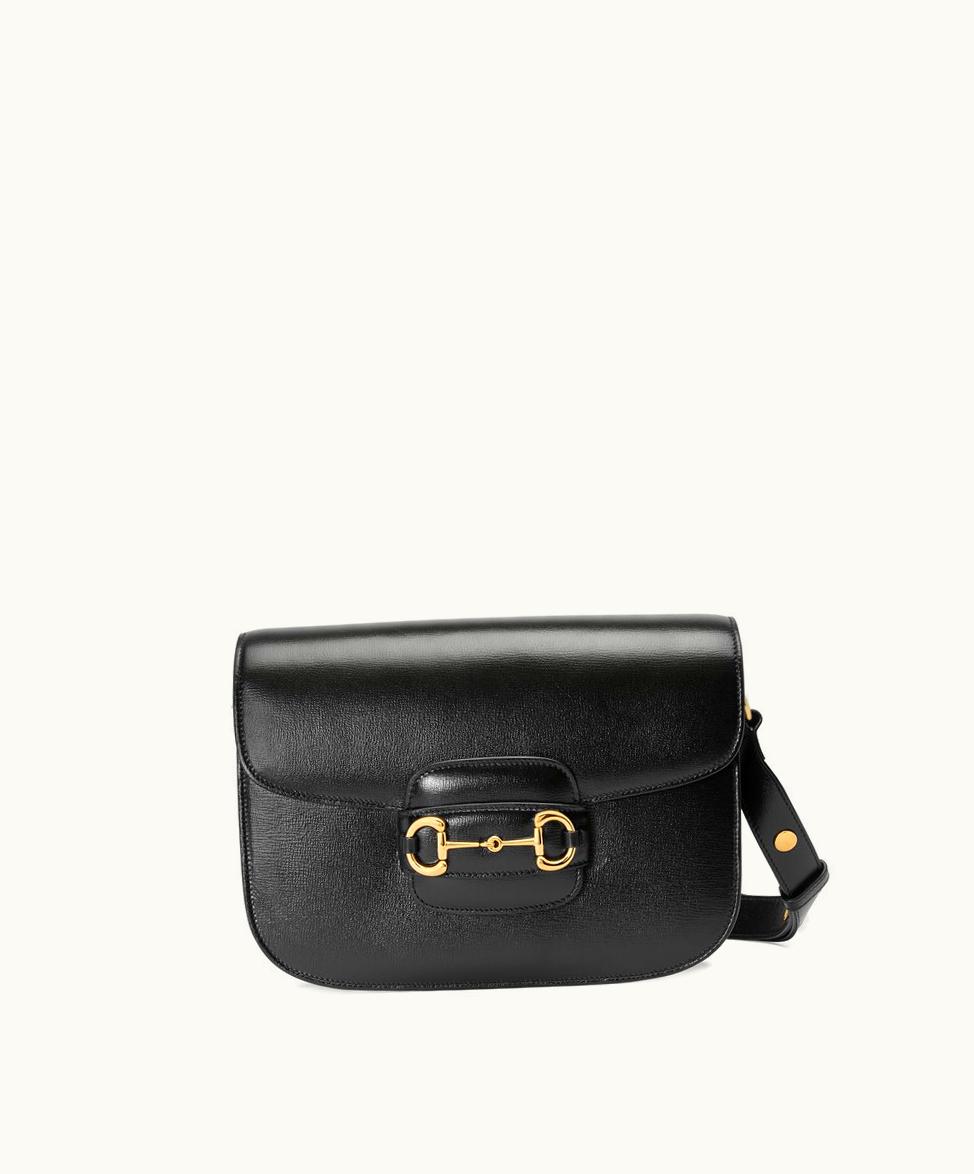 Gucci Gucci Horsebit 1955 Flap Shoulder Bag Black Leather