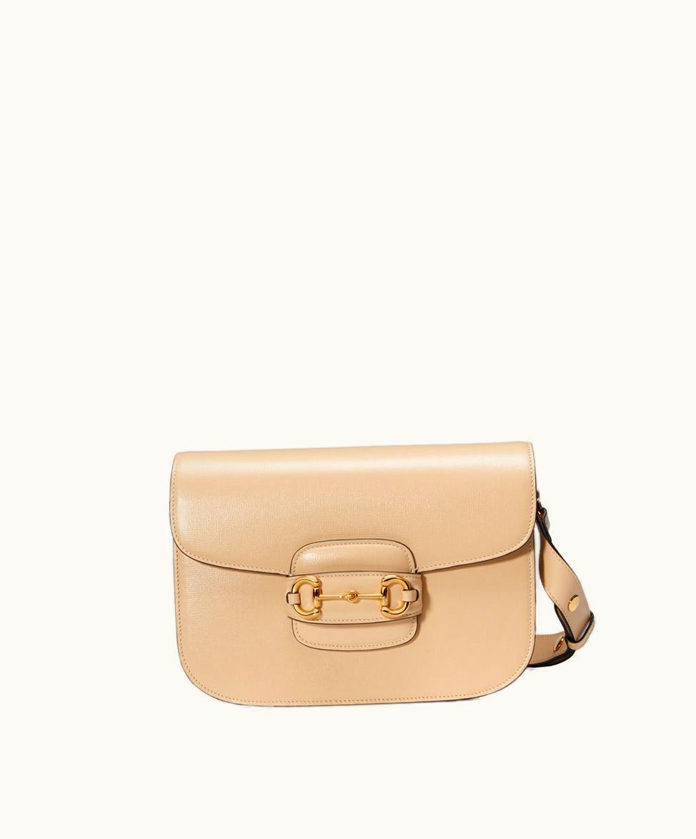 Gucci Gucci Horsebit 1955 Shoulder Bag Beige Leather
