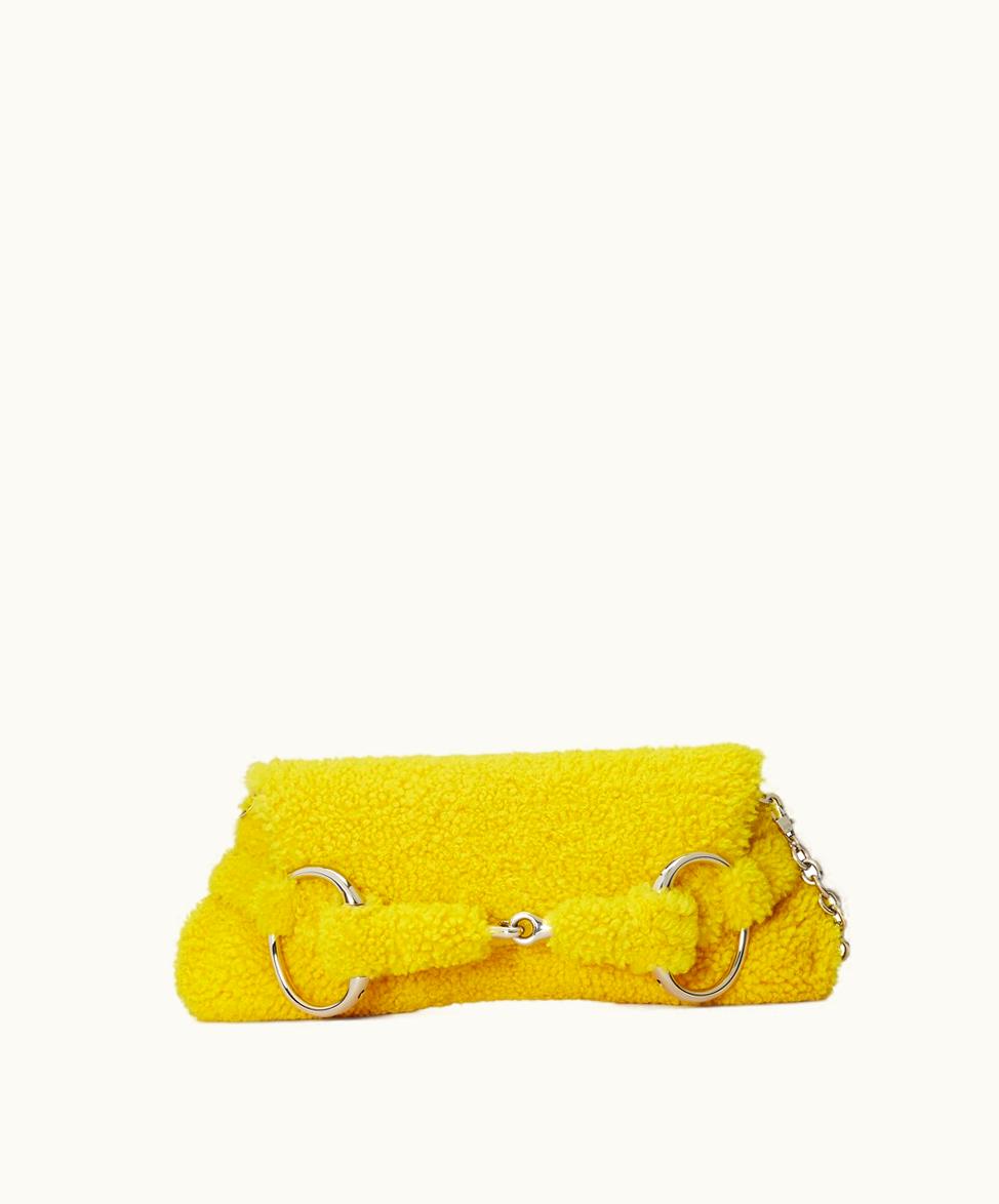Gucci Gucci Horsebit Chain Medium Shoulder Bag Yellow Merino Wool