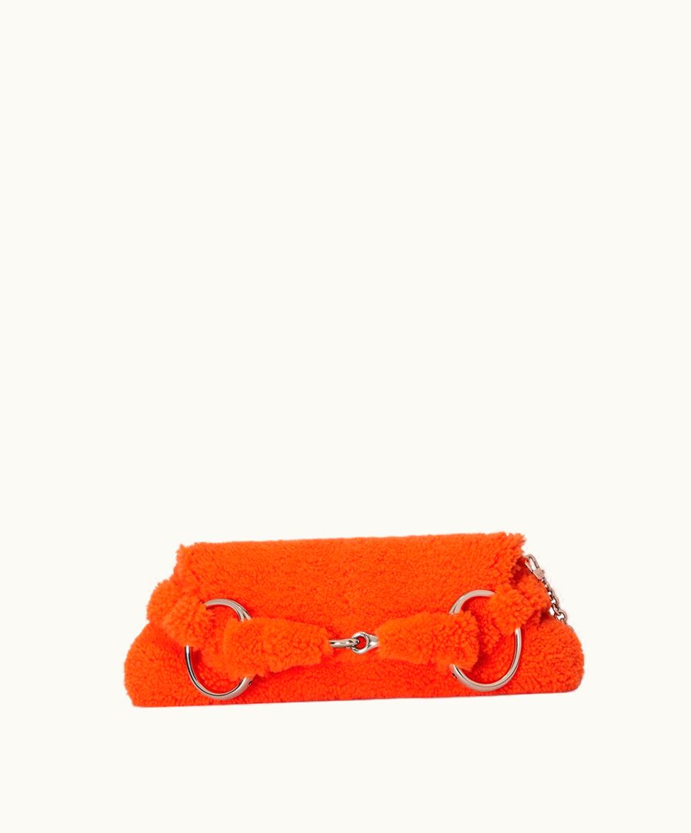 Gucci Gucci Horsebit Chain Medium Shoulder Bag Orange Wool