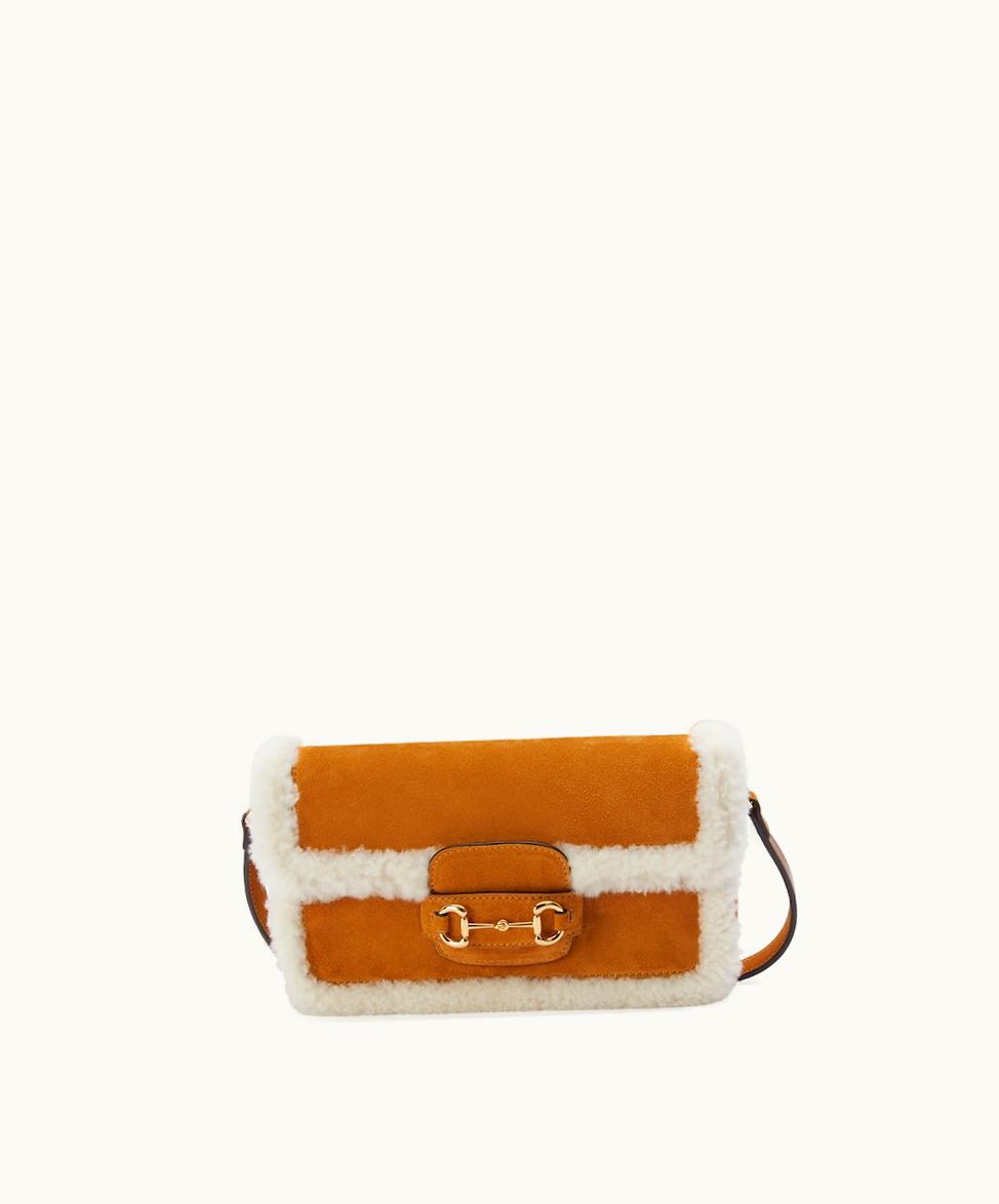 Gucci Gucci Horsebit 1955 Mini Shoulder Bag Light Brown Suede